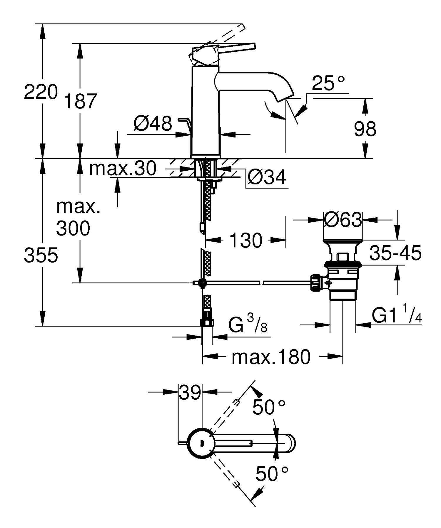 Mitigeur de lavabo chrome M, Clova Classic - QuickFix, GROHE - 2