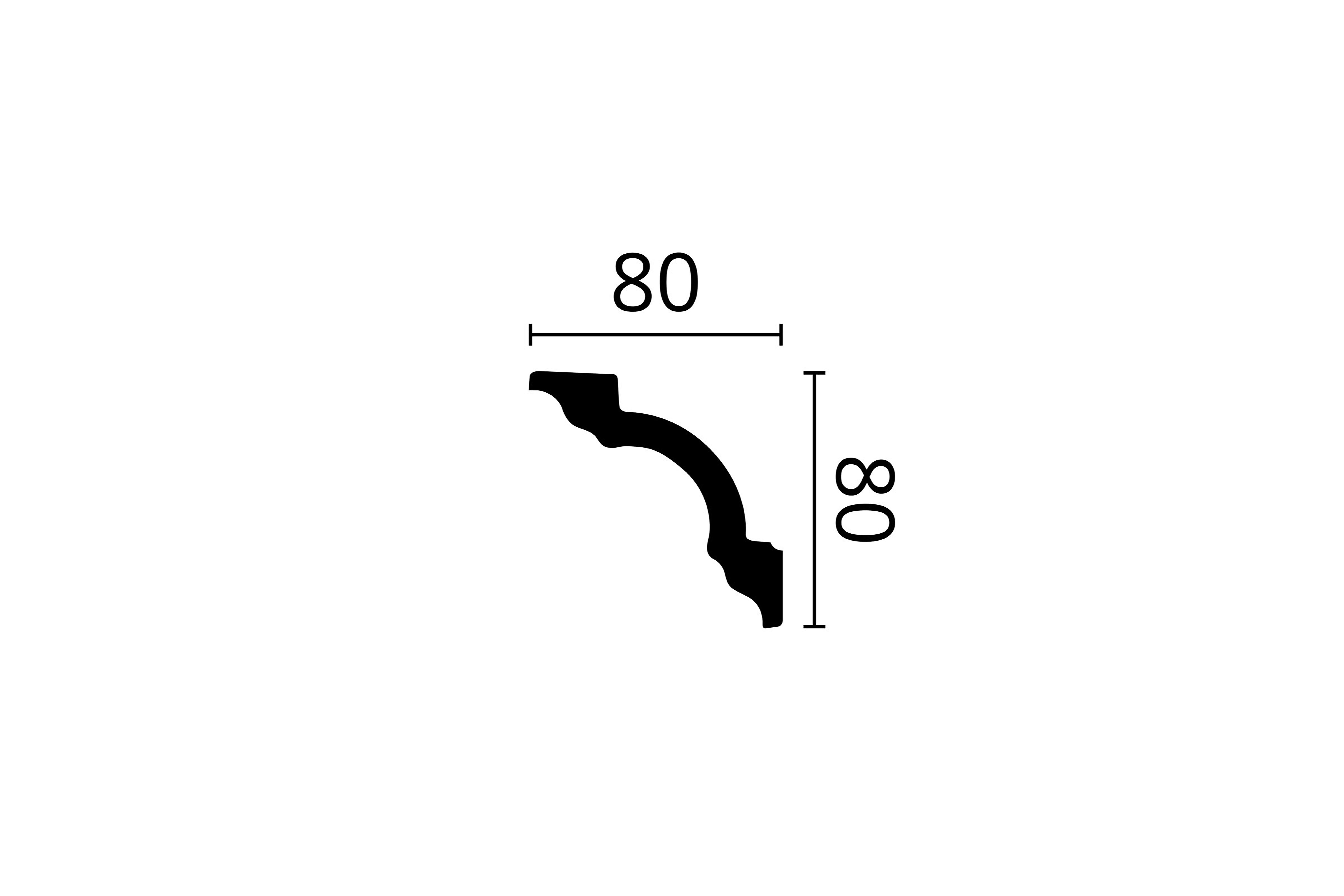 Moulure en polymère extrudé D10, 80 x 80 mm, 2 m - 3