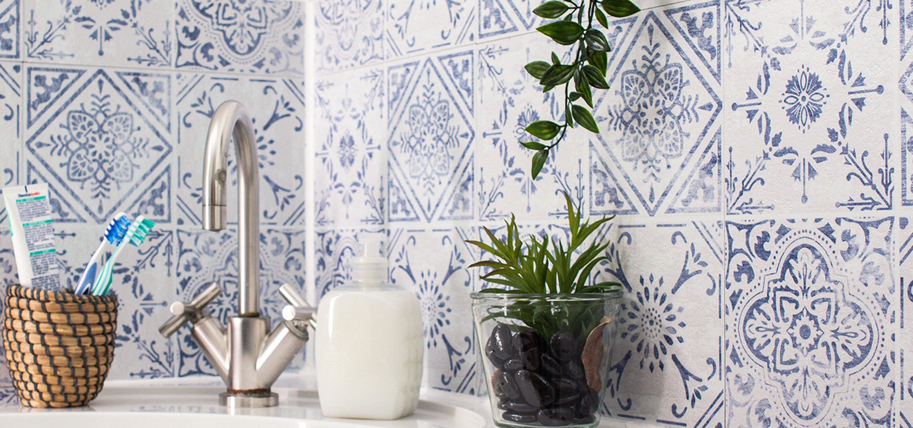 Lot de 6 adhésifs décoratifs, Wall tiles, vintage style, 30.5 cm x 30.5 cm - 3