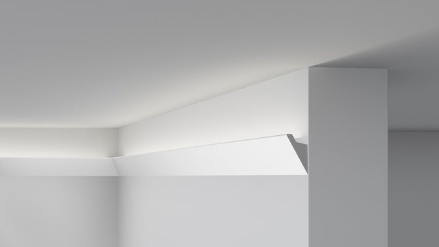 Moldura CL12 Apto para tira de led de Poliestireno Alta densidad. Contiene 1 unidad de 6 cm x 38 mm x 200 cm