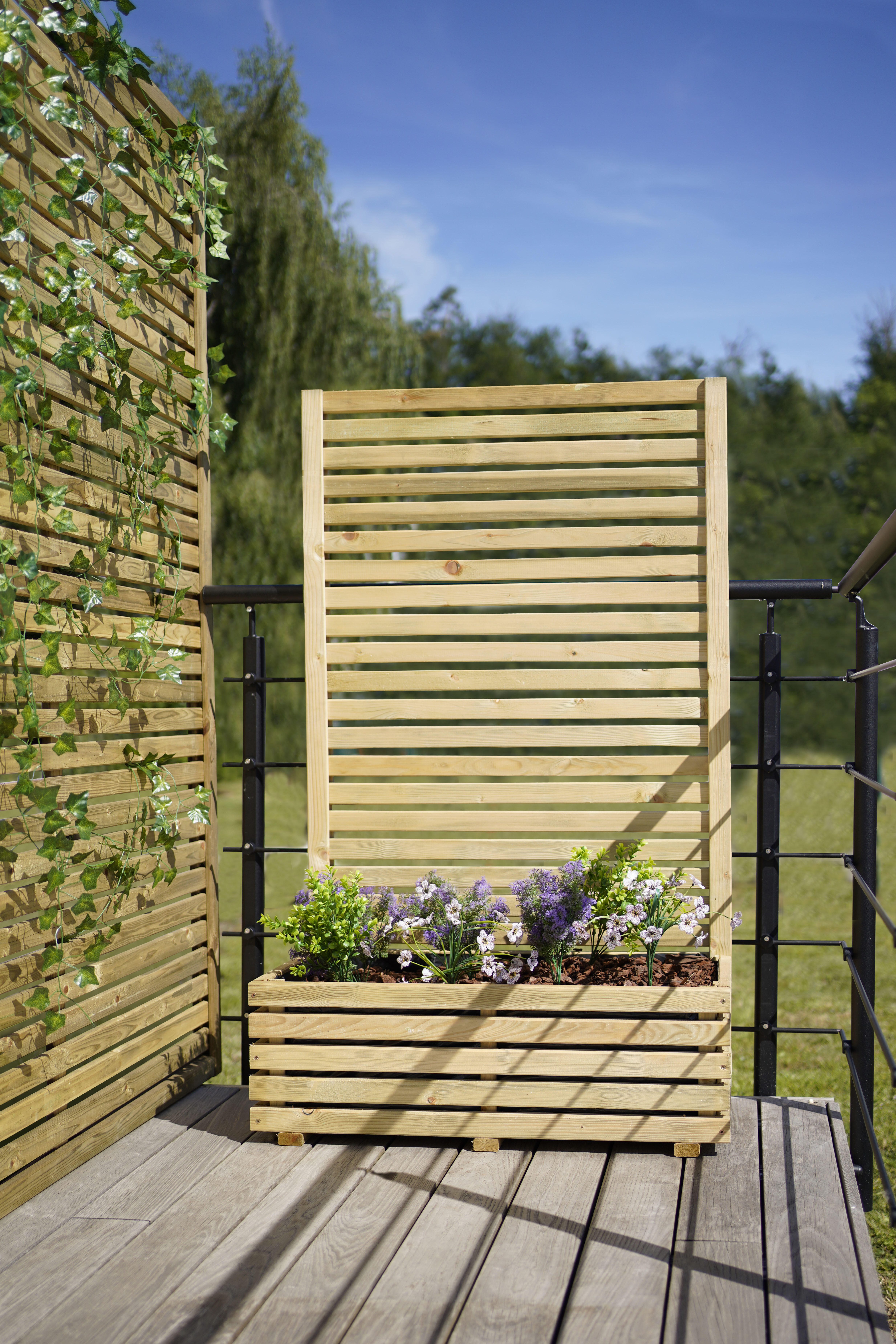 Bac avec treillis KÜB en pin traité - L.80 x P.40 x H.133 cm - CERLAND - 3