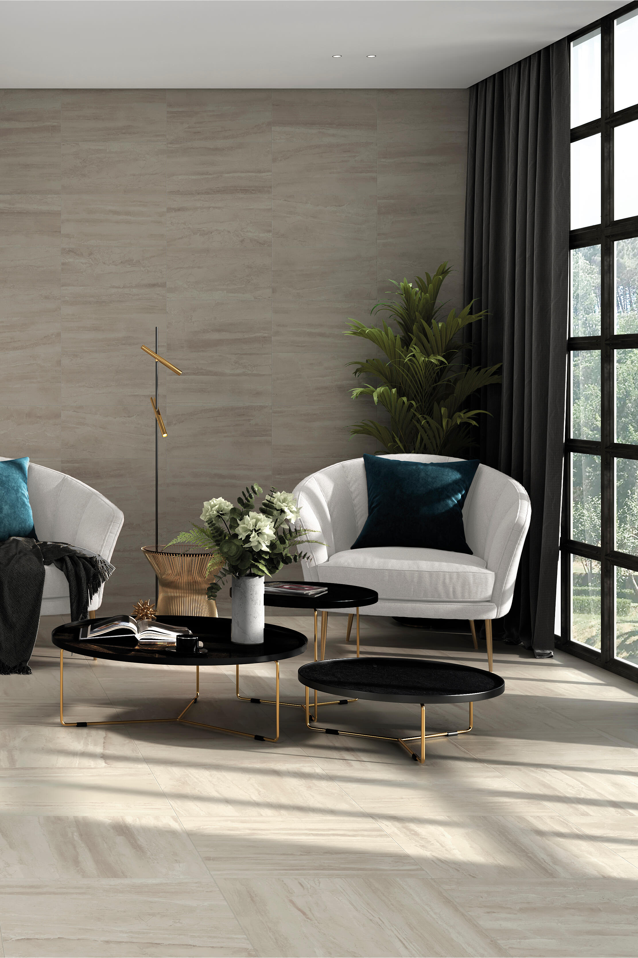 Carrelage mur intérieur / sol intérieur effet marbre beige Luxious l.60 x L.60 c - 2