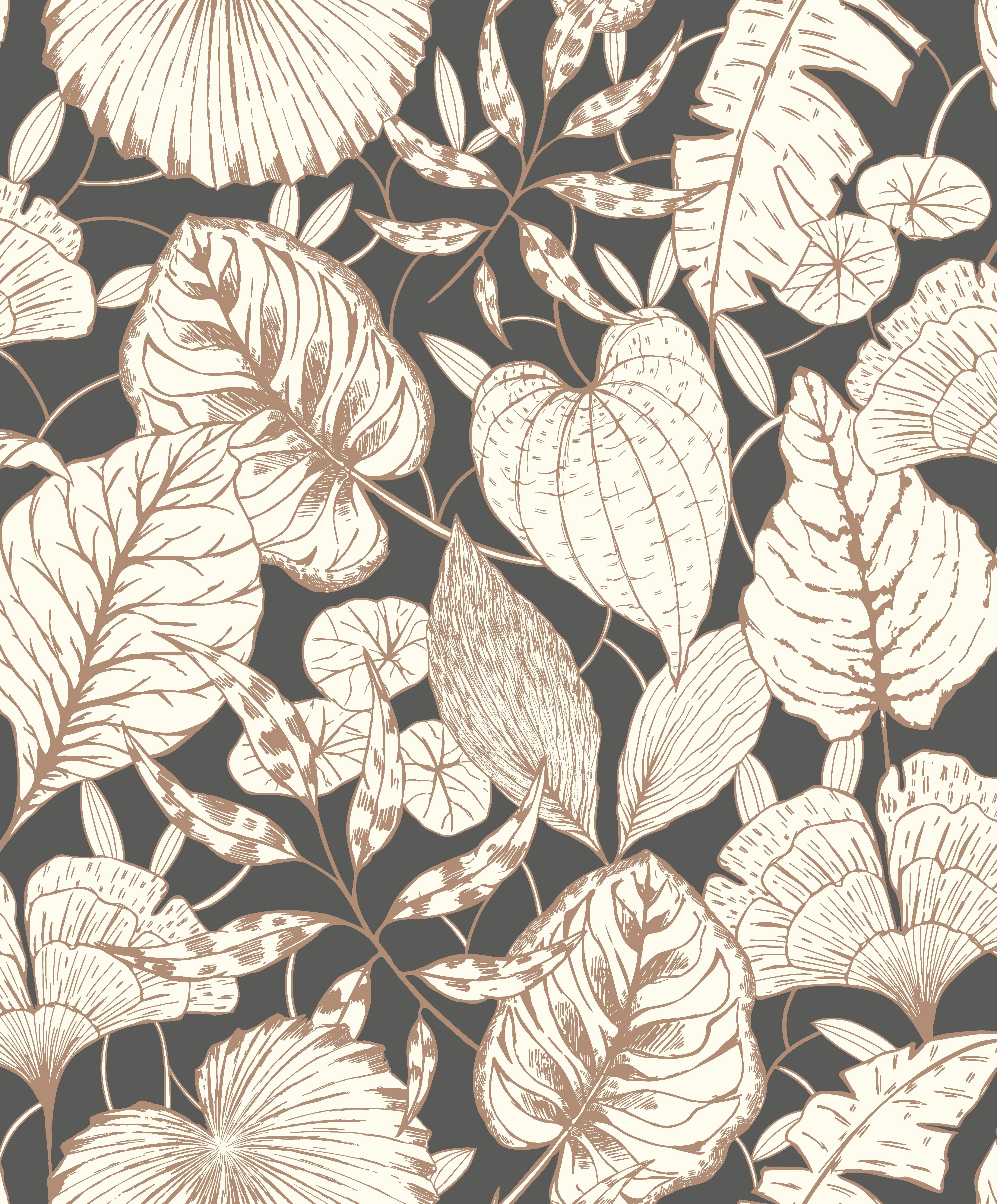 Carta da parati Feuilles Noir nero, 53 cm x 10.05 m - 12