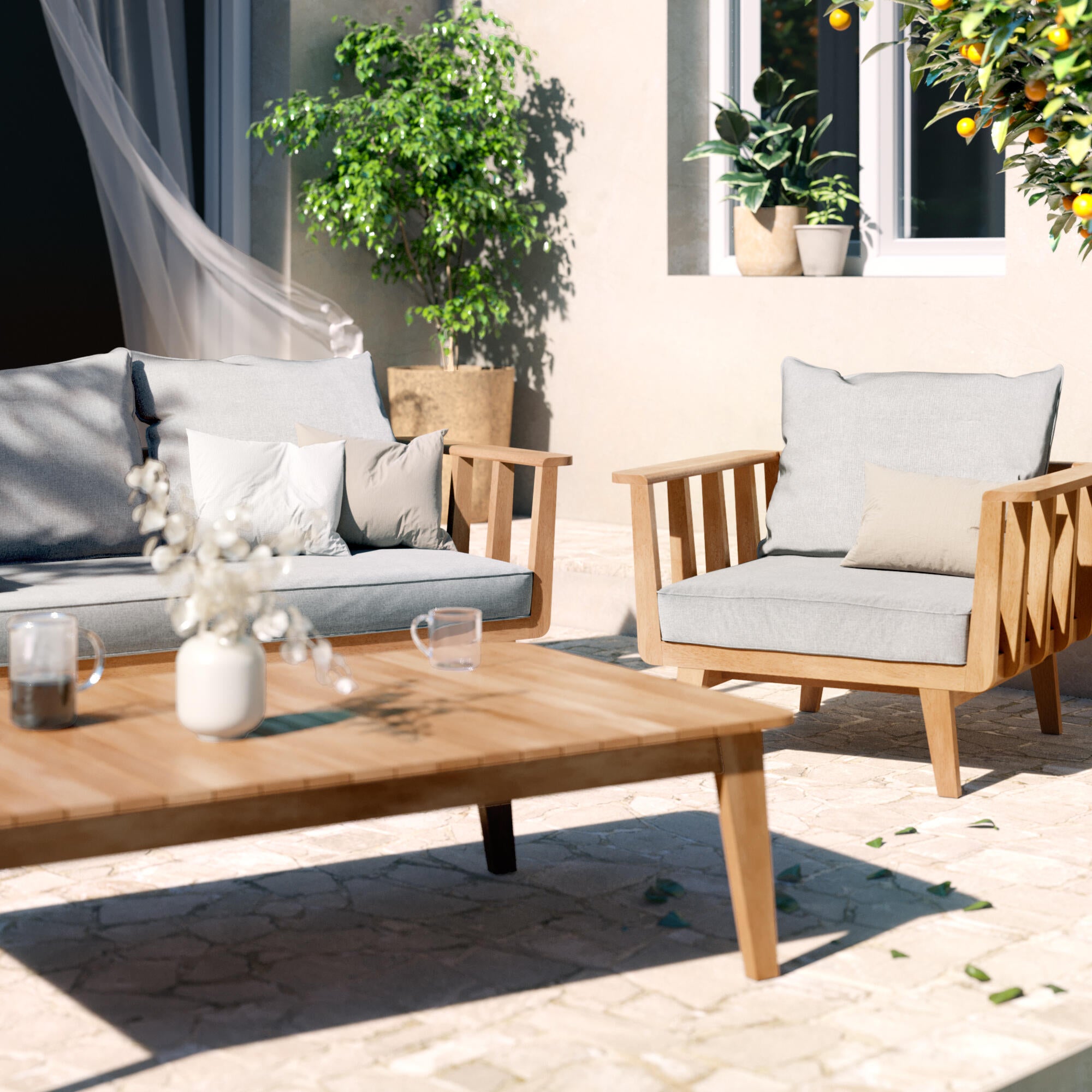 Canapé 3 places de jardin bois NATERIAL Belem - 3