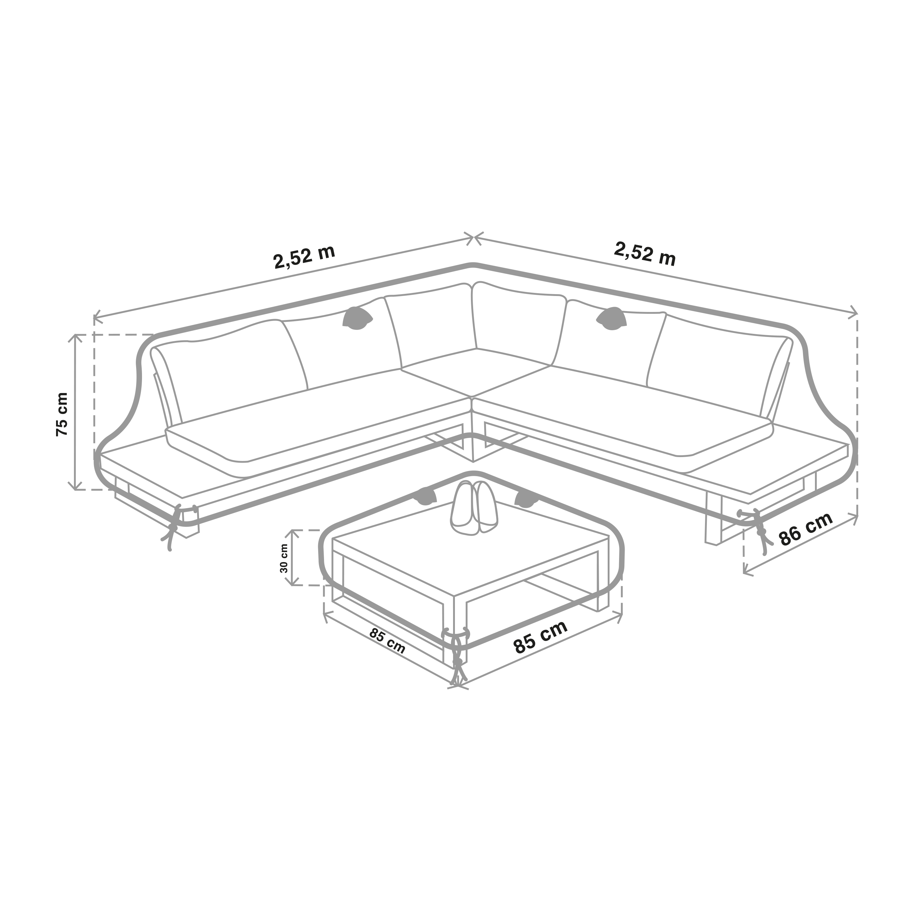 Housse pour salon d'angle Clara, San Diego et Capri NATERIAL l.252 x H.75 cm - 3