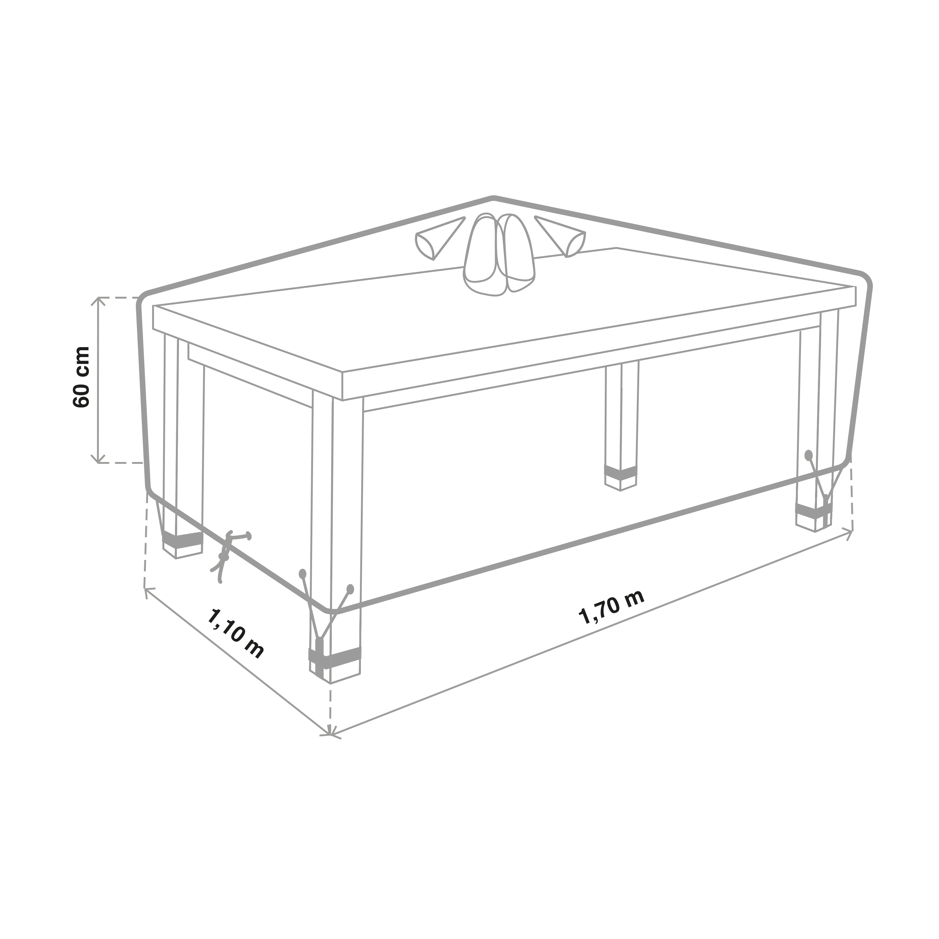 Cobertura para mesa rectangular, tamanho M 170x110x60 cm Naterial - 6