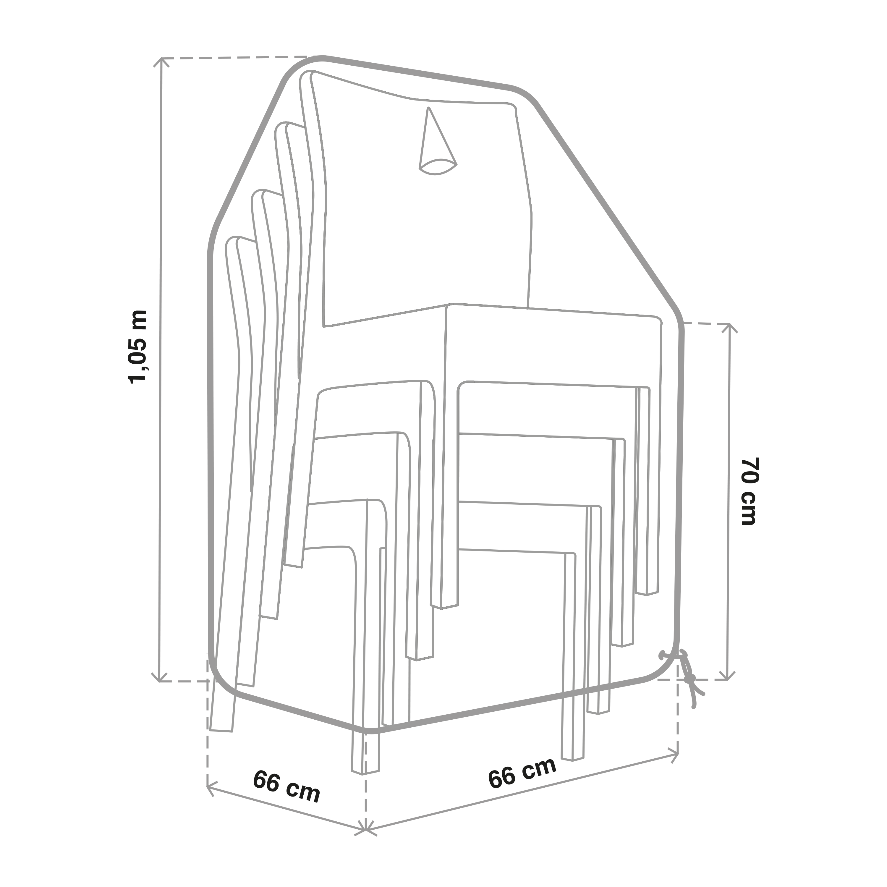 Housse de protection d'extérieur chaise de jardin NATERIAL l.66 x H.105 cm - 3