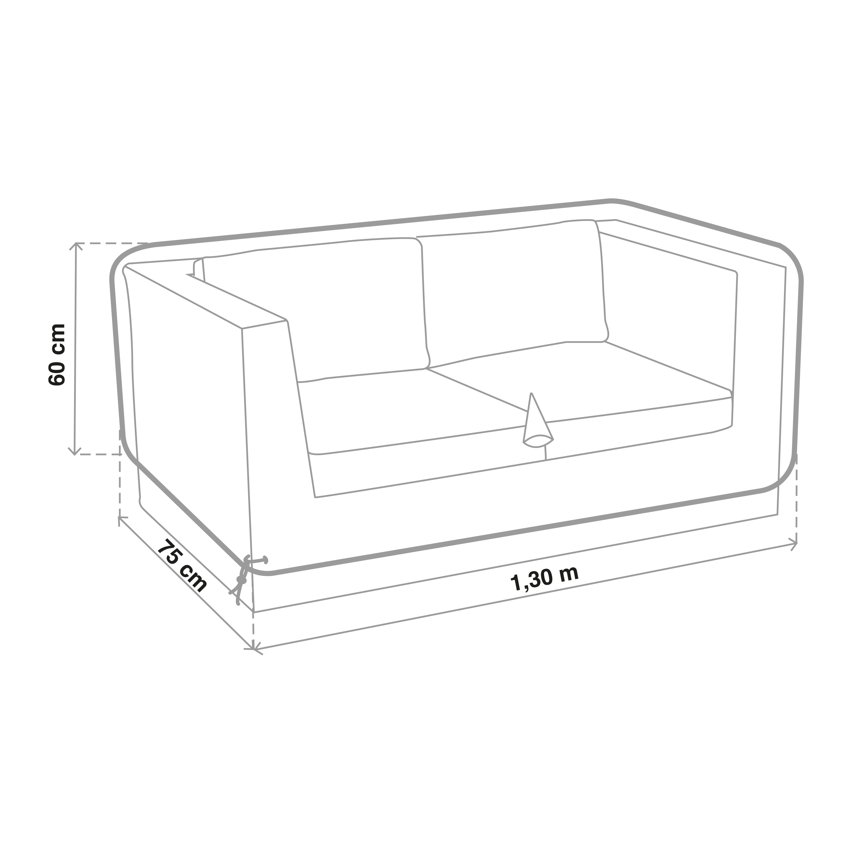 Cobertura para sofá 2 lugares 130x75x60 cm Naterial - 6