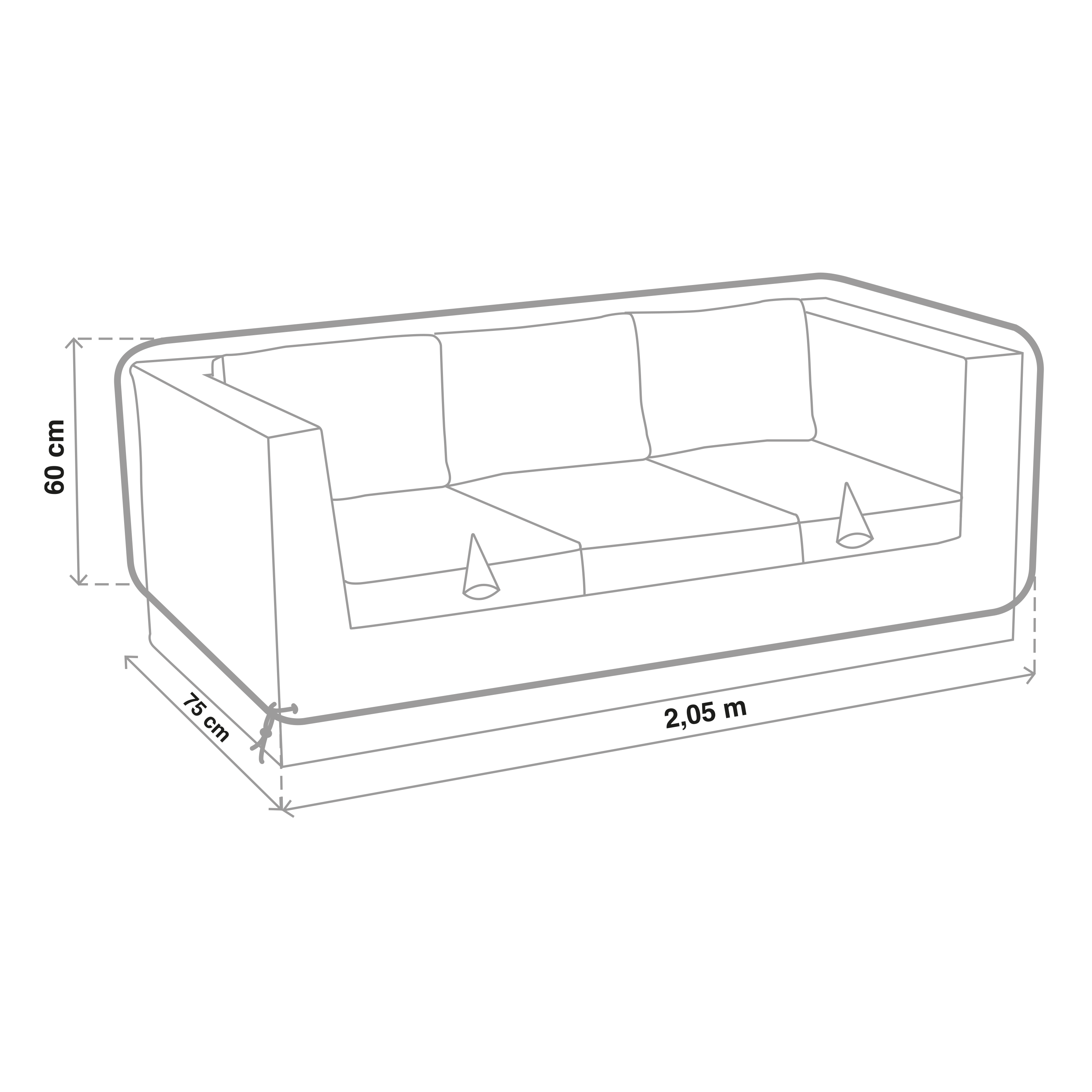 Cobertura para sofá 3 lugares 205x75x60 cm Naterial - 7