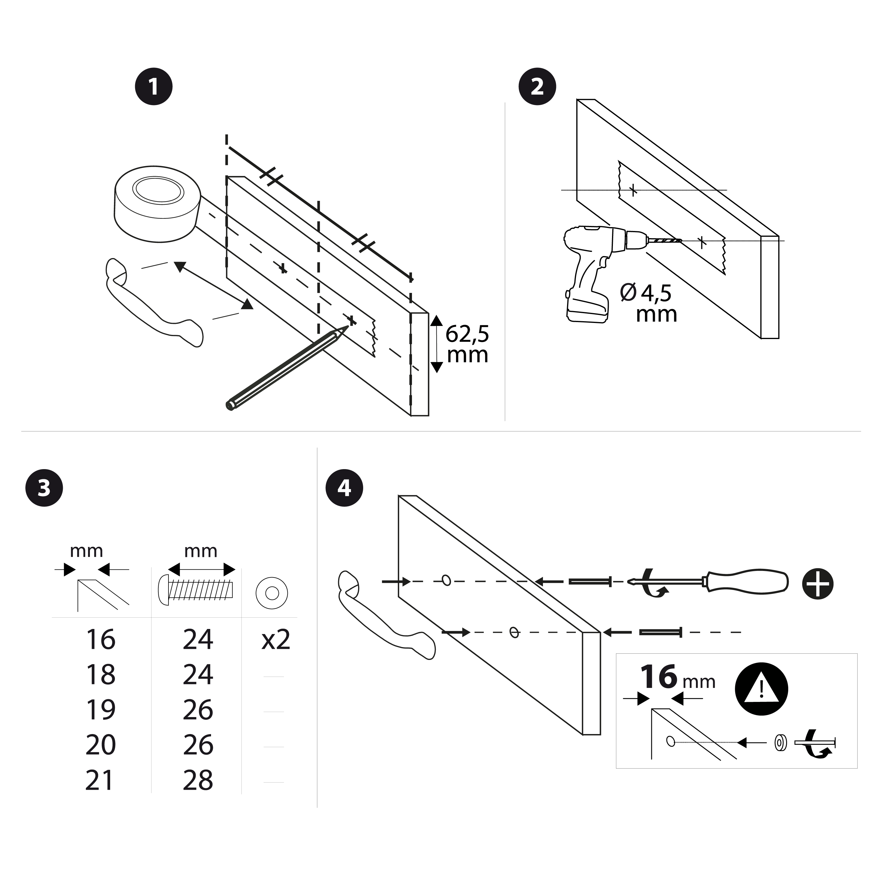 2 poignées de meuble, zamak noir, entraxe 96 mm - 8