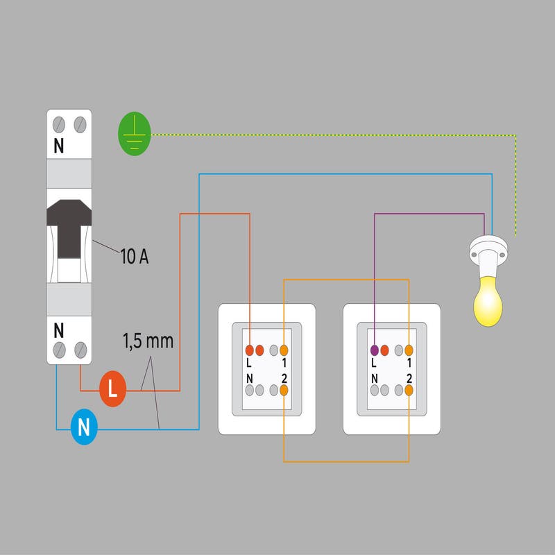 schémas électrique d'une prise commandée par interrupteur selon la
