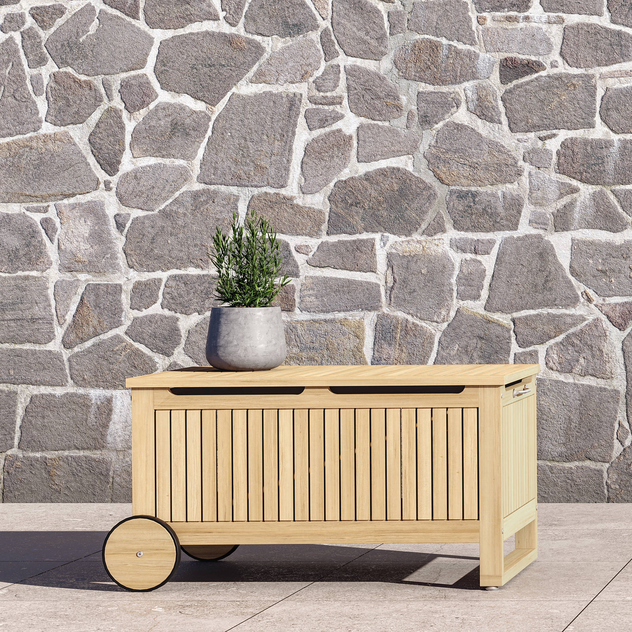 Coffre de jardin en bois NATERIAL Solis, marron, 118 litres - 3