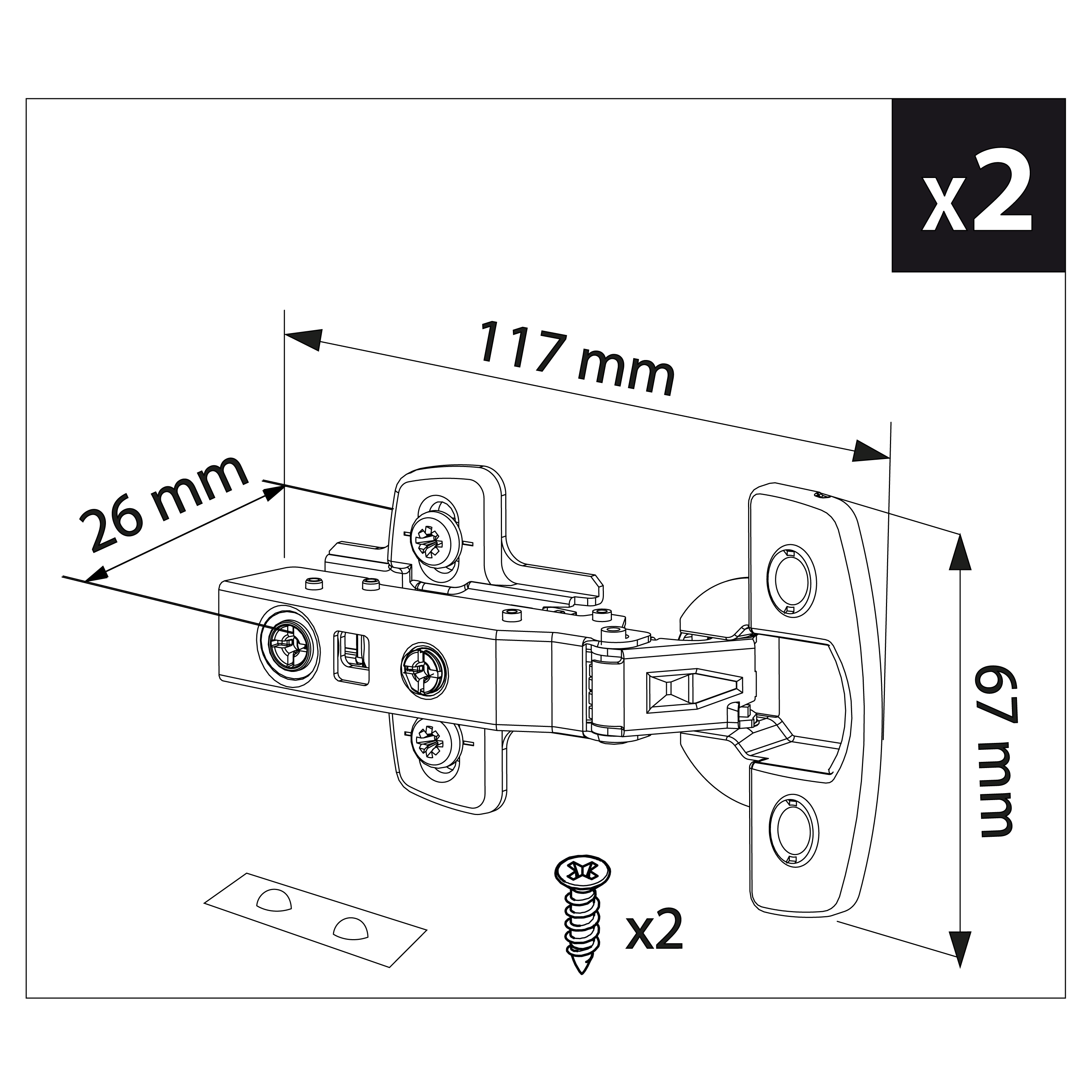 Zawias meblowy Top 110 stopni 2 szt. - 3