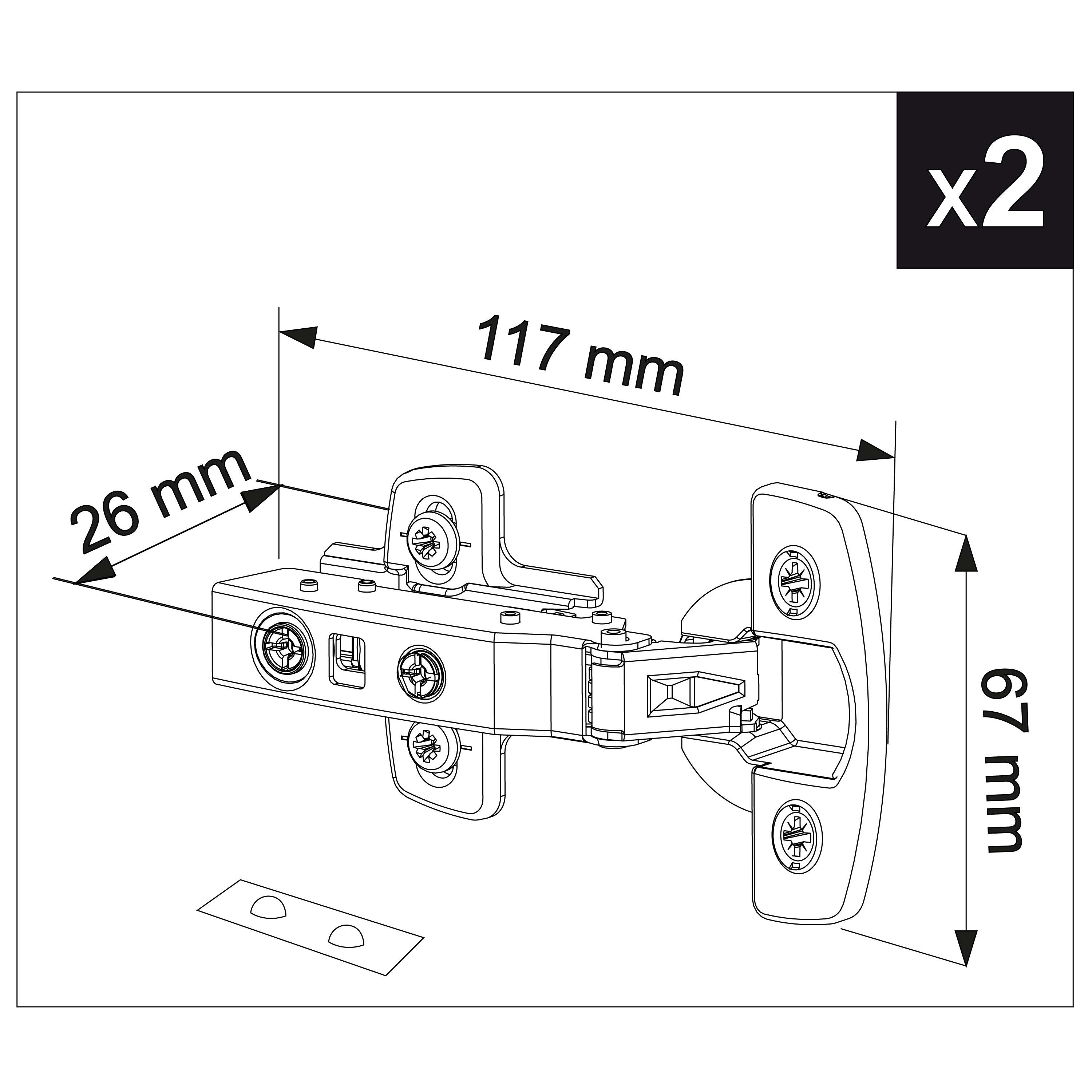 Zawias meblowy Top 110 stopni 2 szt. Delinia iD - 10