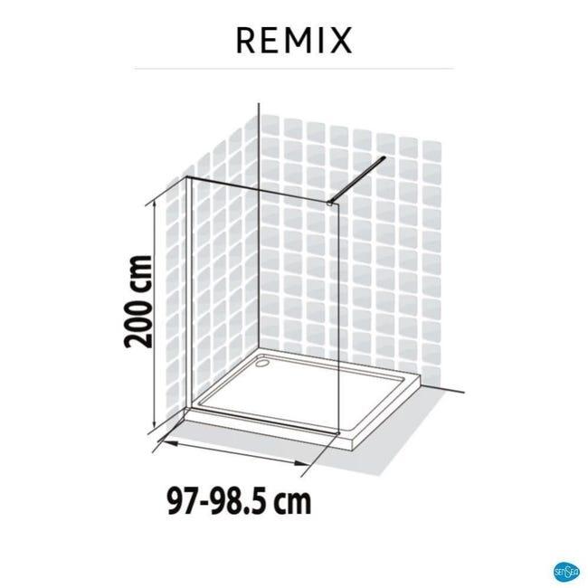 Box doccia walk-in Remix, vetro 8 mm, L 97-98.5 cm x H 200 cm, profilo cromo - 27