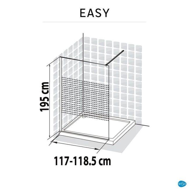 Box doccia walk-in Easy, vetro 6 mm, L 117-118.5 cm x H 195 cm, profilo cromo - 17