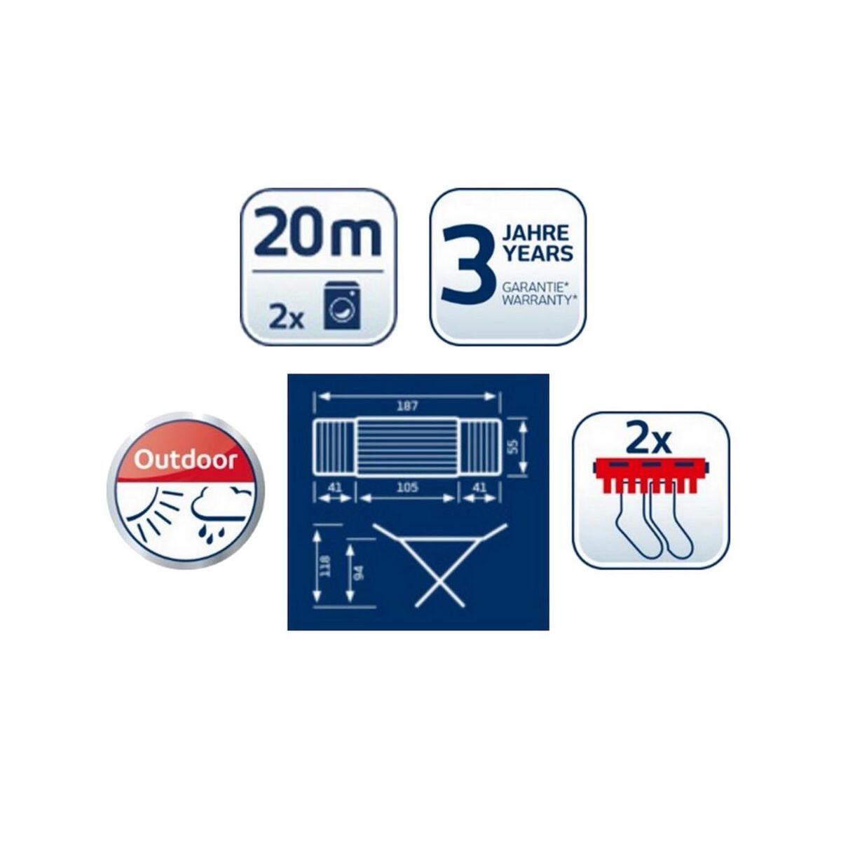 Stendibiancheria da appoggio con battenti dritto LEIFHEIT Classic Siena 200 Easy da interno / esterno estensibile e pieghevole in alluminio grigio / argento L N/A cm - 4