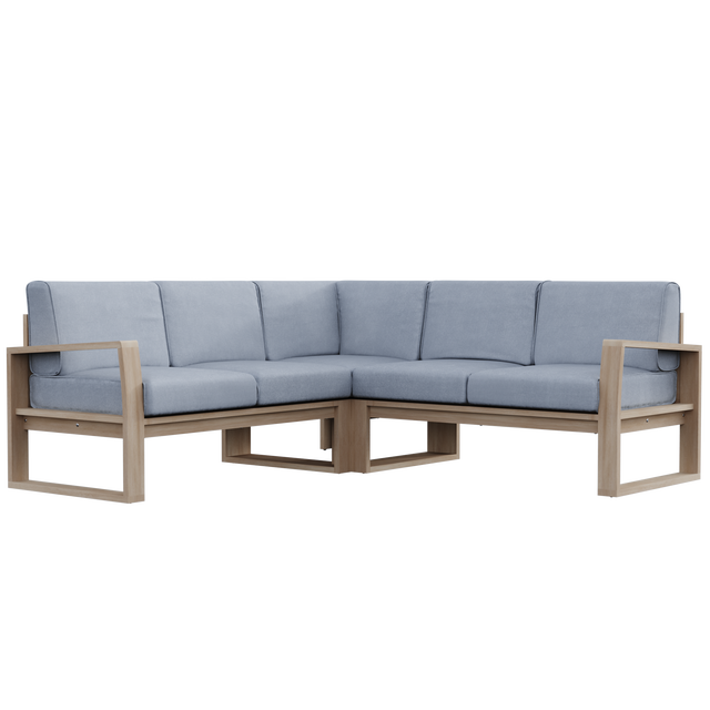 Salotto da giardino Solaris NATERIAL in n/a marrone con cuscini in poliestere grigio per 5 persone