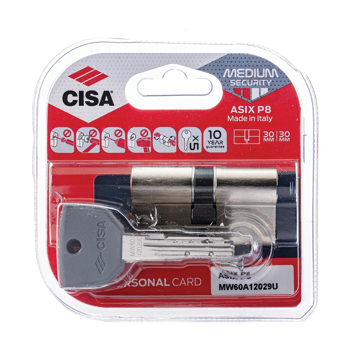 Cilindro Europeo CISA ASIX P8, 30 + 30 mm, 2 ingressi chiave in ottone - 8