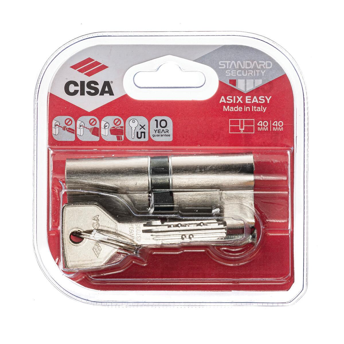 Cilindro Europeo CISA ASIX EASY, 40 + 40 mm, 2 ingressi chiave in ottone - 12