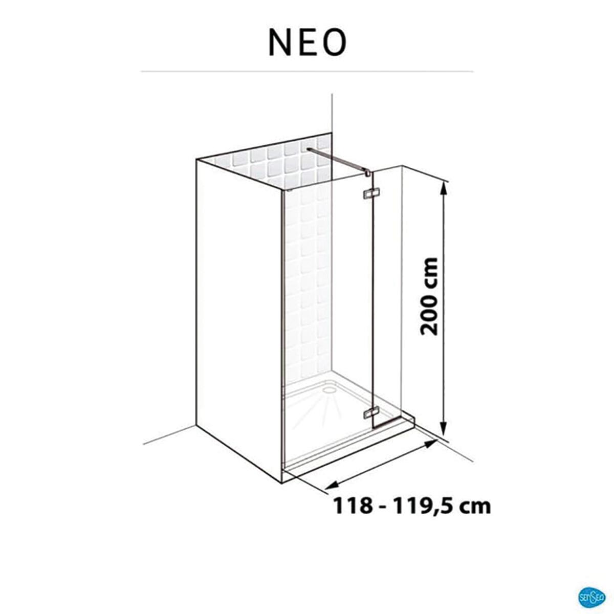 Box doccia walk-in Neo, vetro 8 mm, L 118-119.5 cm x H 200 cm, profilo cromo - 15