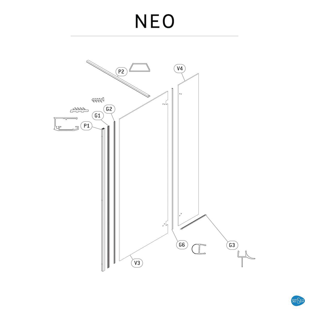 Box doccia walk-in Neo, vetro 8 mm, L 118-119.5 cm x H 200 cm, profilo cromo - 14