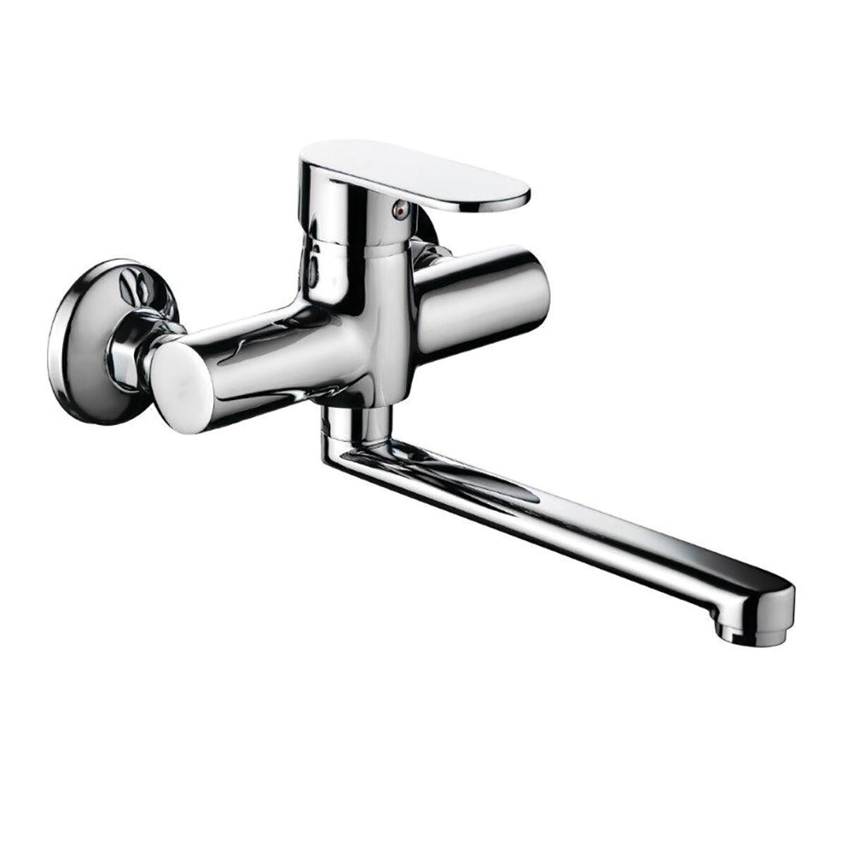 Miscelatore lavello cucina a muro colore acciaio spazzolato con bocca a U Gattoni 7559/RENS
