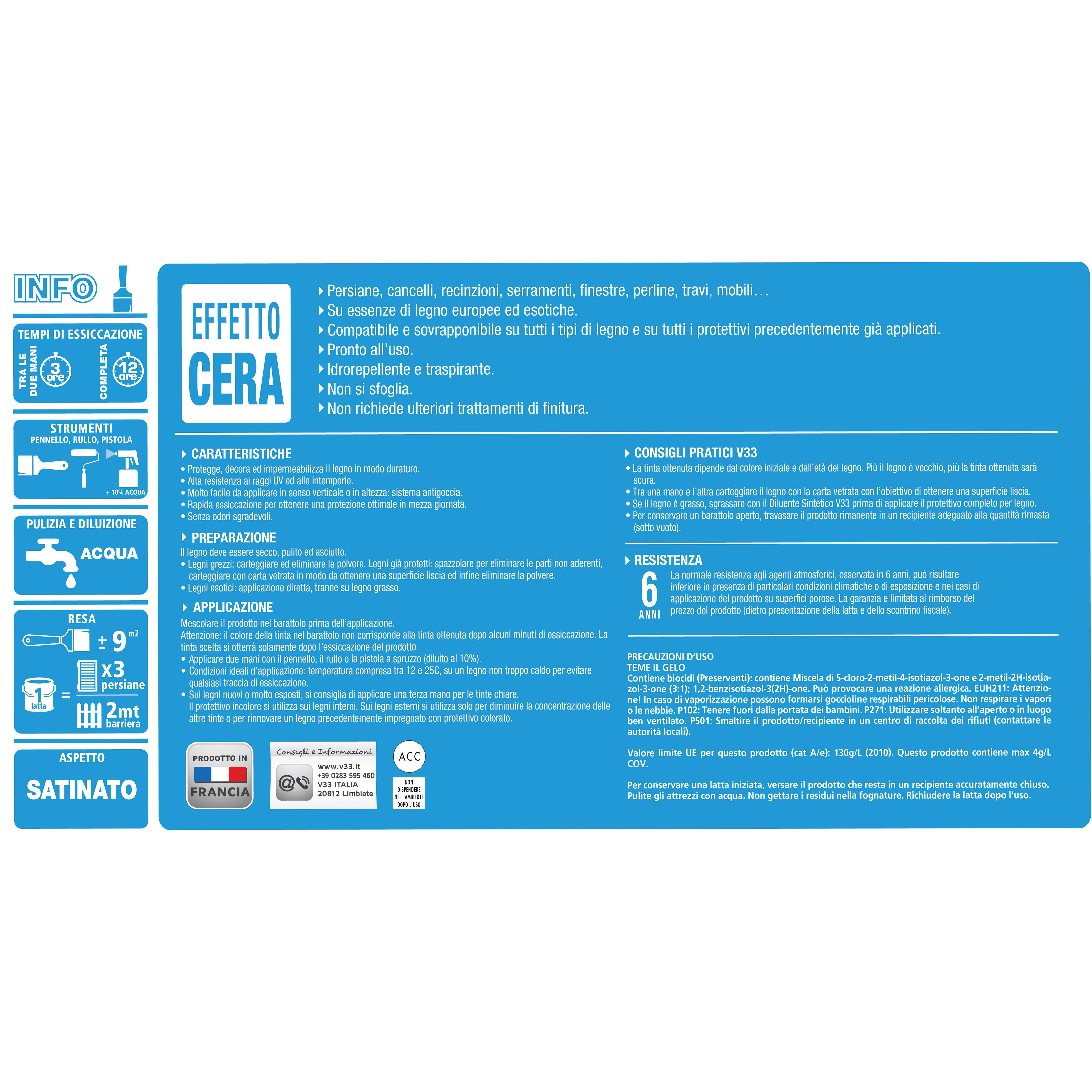 Impregnante per legno da esterno a base acqua V33 Acqua-Gel mogano satinato 0.75 lt, 6 anni di protezione. - 4