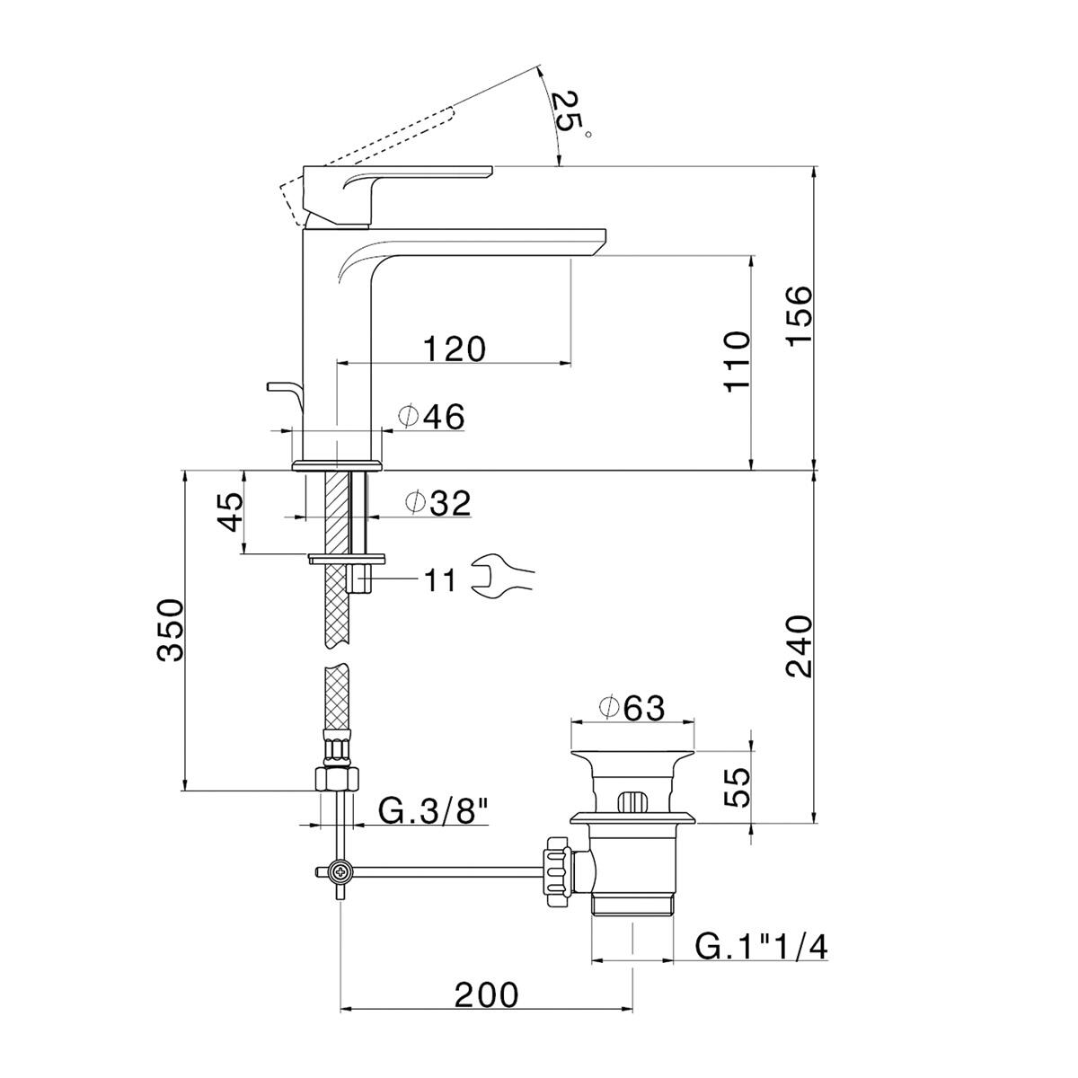 Rubinetto per lavabo a canna bassa getto laminare cristallino PLANO cromato lucido HUBER H 15.6 cm - 2