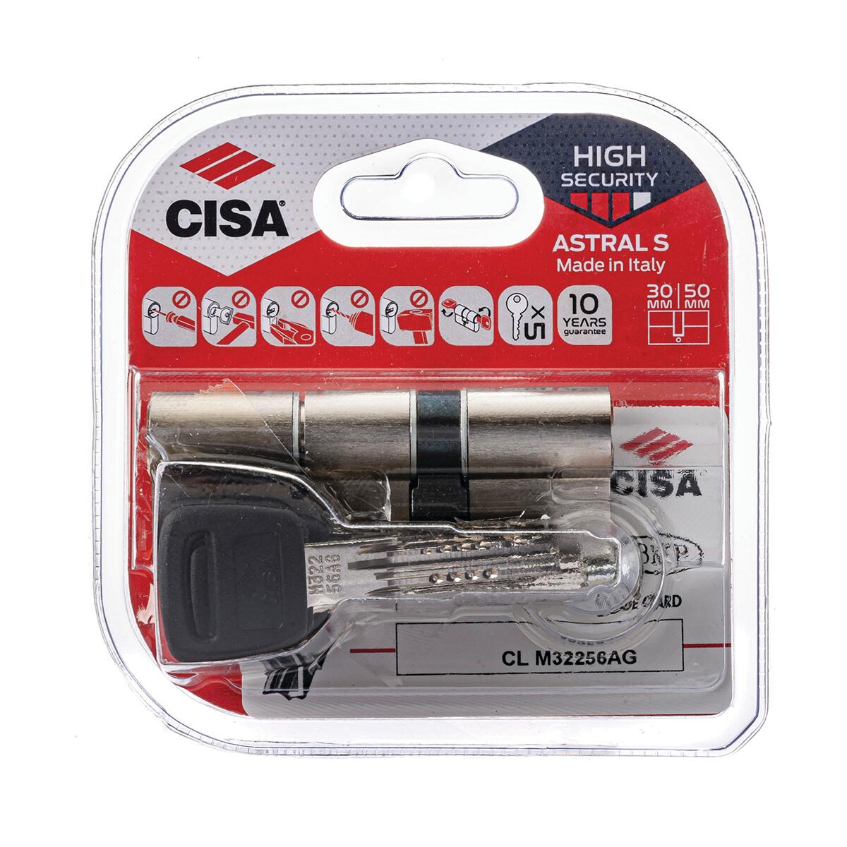 Cilindro Europeo CISA ASTRAL SIGILLO, 30 + 50 mm, 2 ingressi chiave in ottone - 8