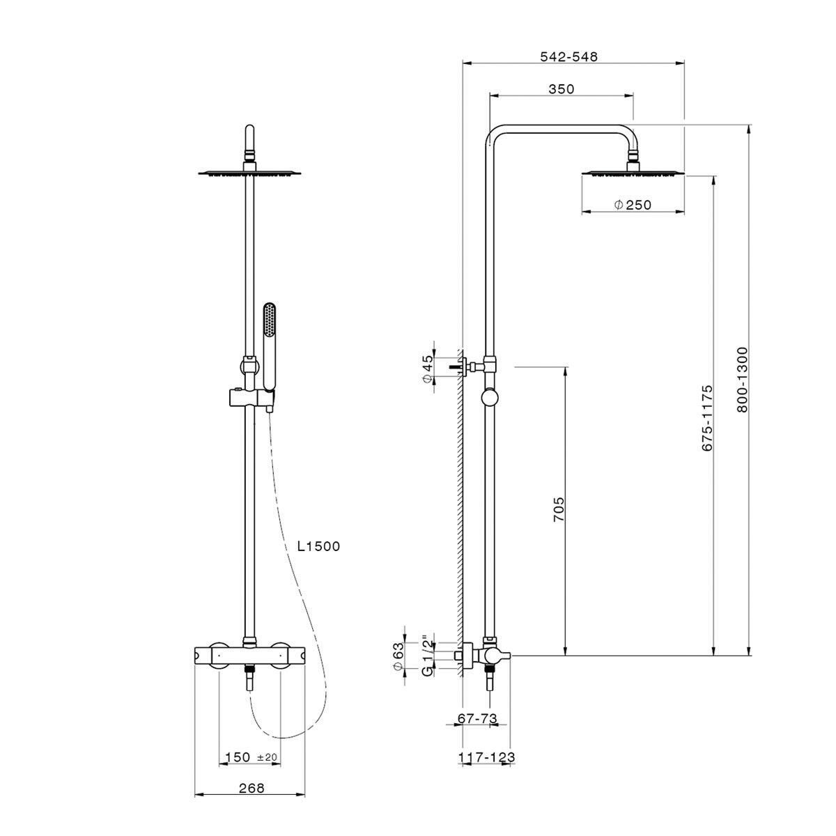 Colonna doccia con miscelatore Plano Nickel - 6