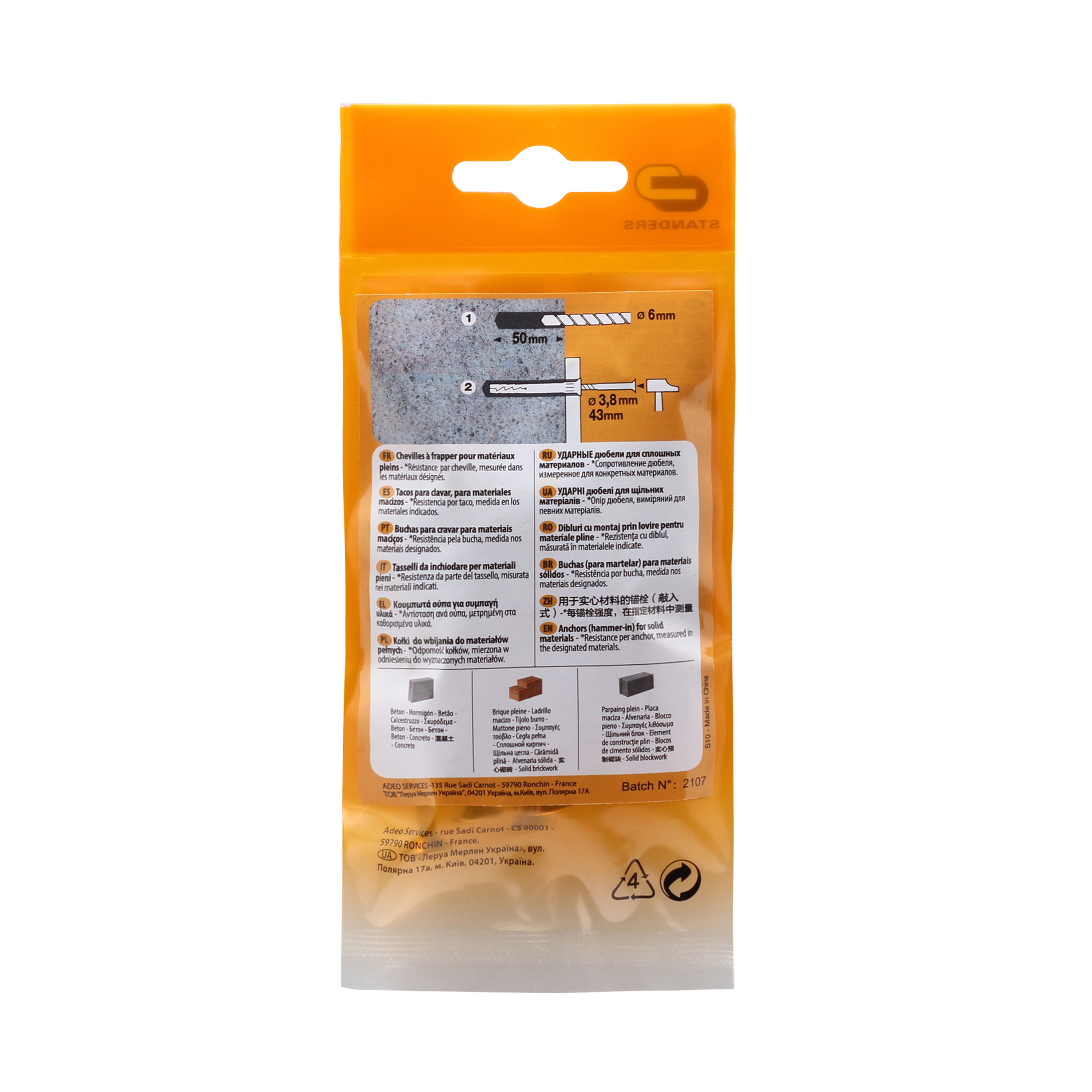 15 buchas nylon STANDERS 6X40MM COM PARAFUSO - 8