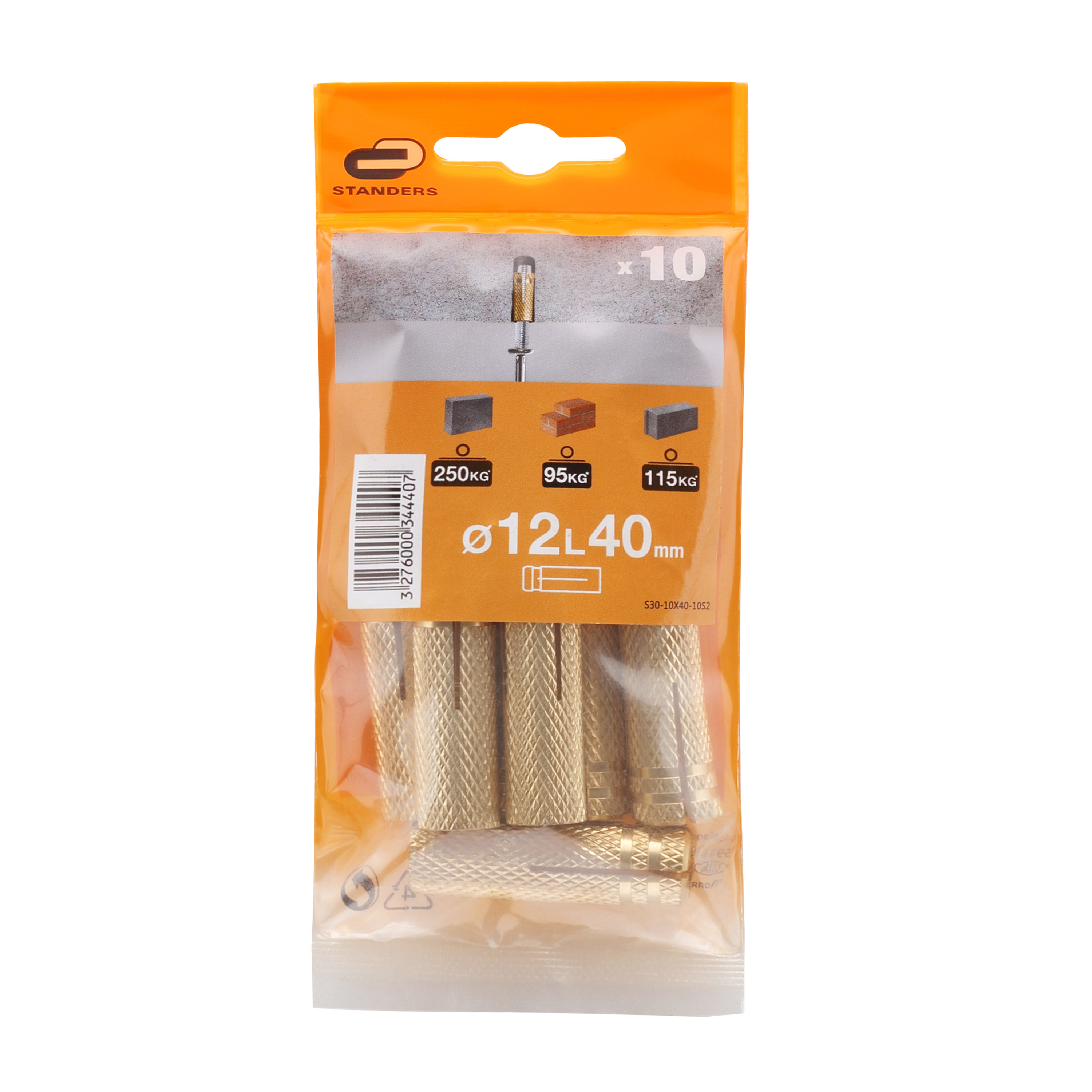 10 chevilles pour murs en béton, brique, parpaing STANDERS, Diam.12 x L — free download