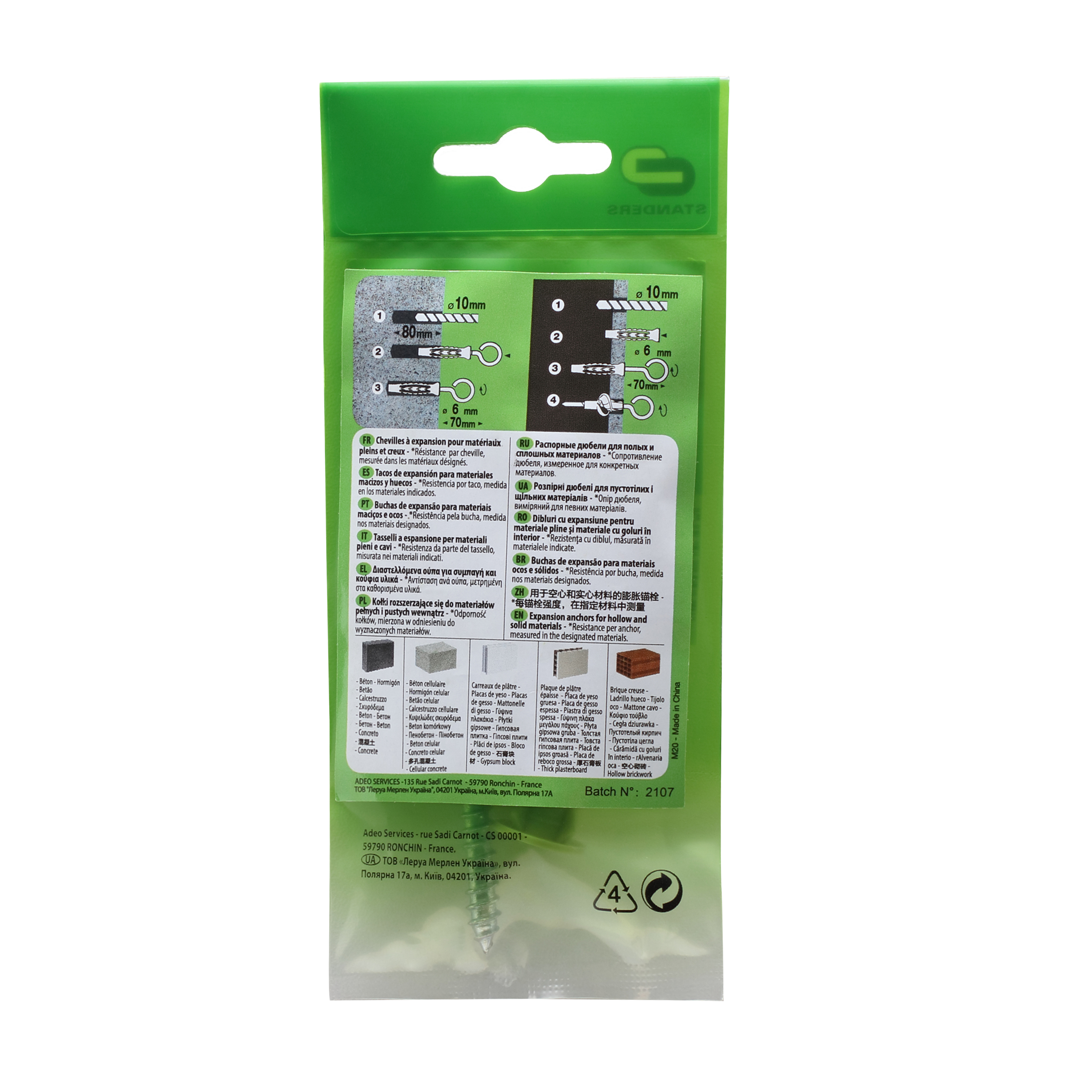 Bucha e pitão STANDERS MULTIMATERIAL D10X60MM - 4