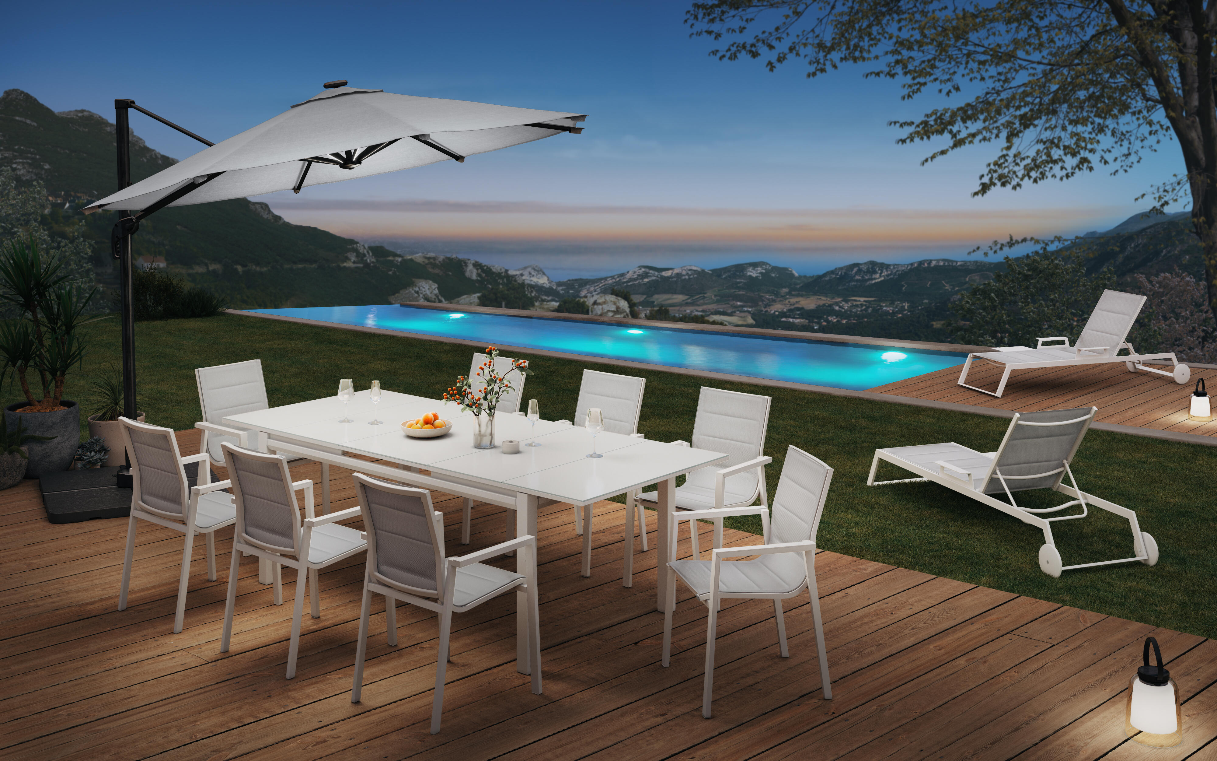 Mesa de alumínio NATERIAL ODYSSEA 180/240X100CM BRANCO - 29