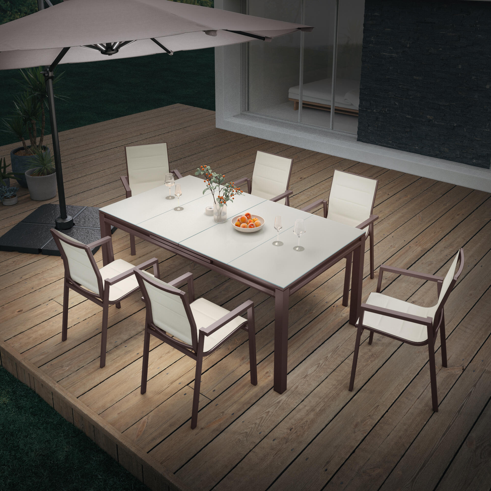 Mesa de alumínio NATERIAL ODYSSEA II EASY VIDRO 180/240X100CM MOKA - 4