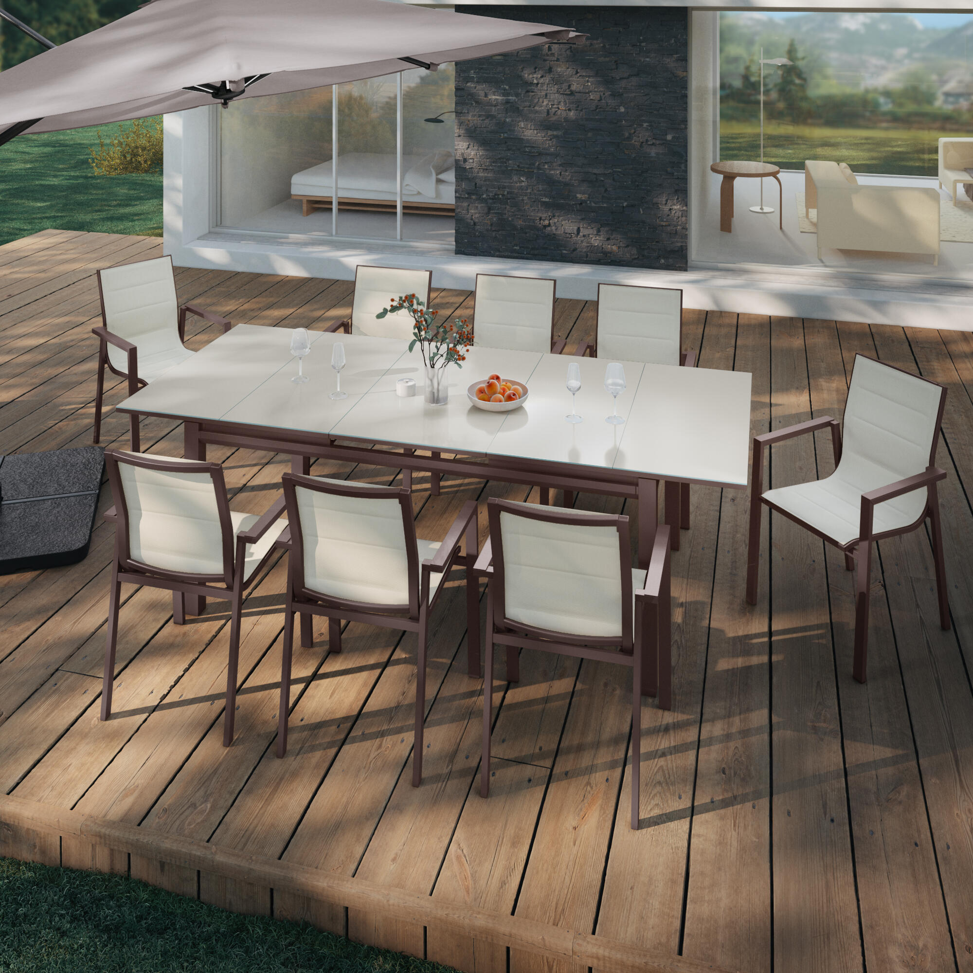 Mesa de alumínio NATERIAL ODYSSEA II EASY VIDRO 180/240X100CM MOKA - 20