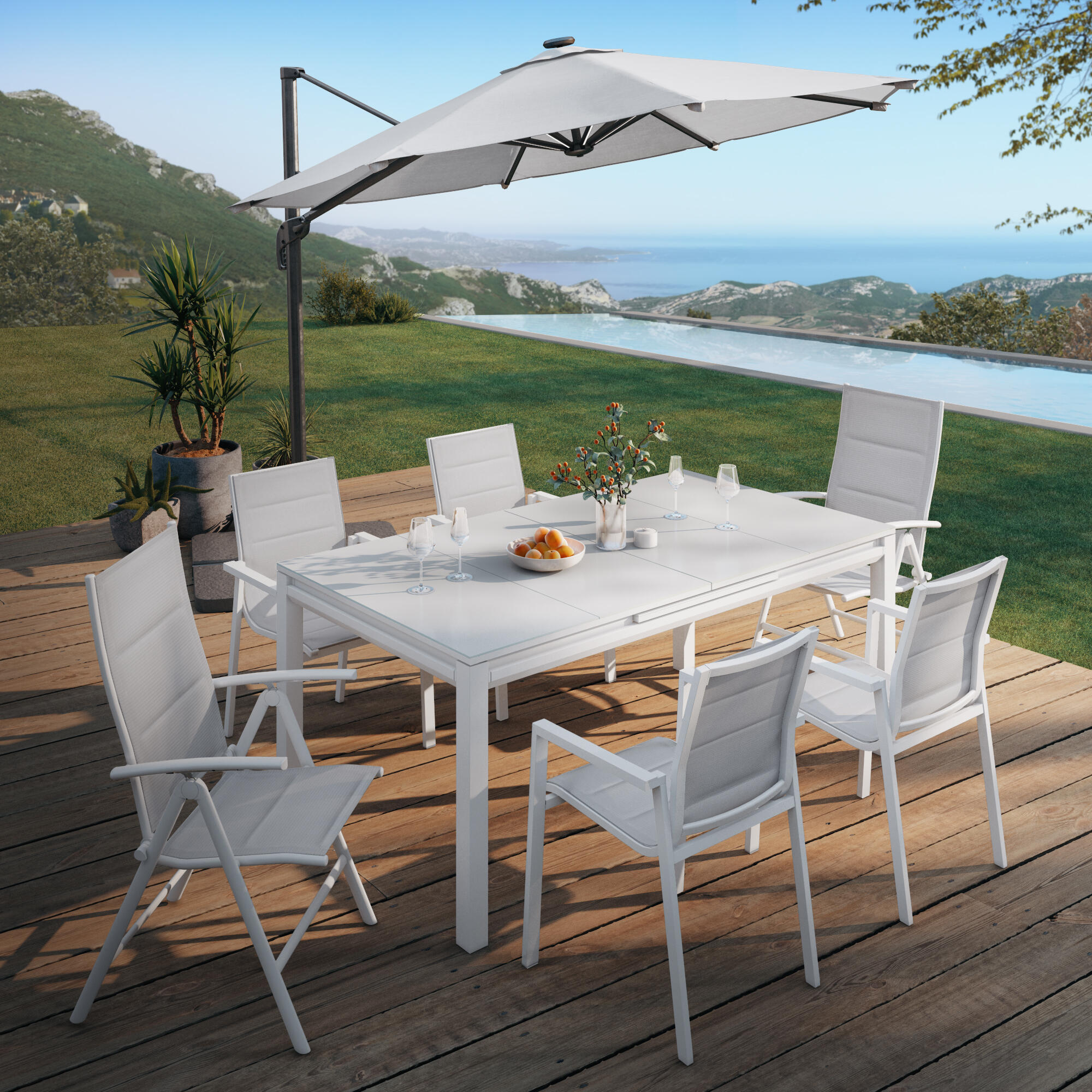 Mesa de alumínio NATERIAL ODYSSEA 180/240X100CM BRANCO - 30