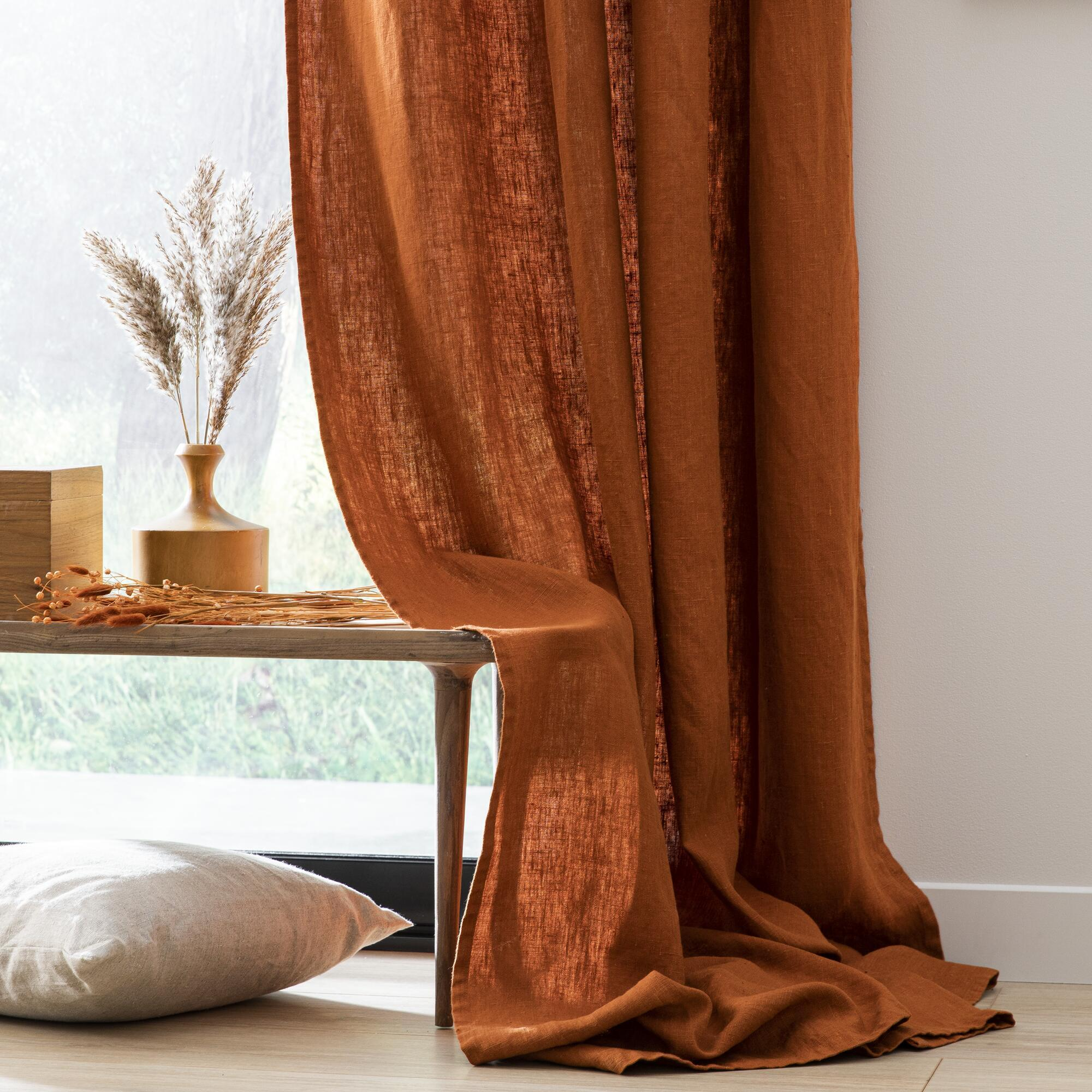 Rideau tamisant, Danae lin, orange H.280 x l.140 cm INSPIRE - 5