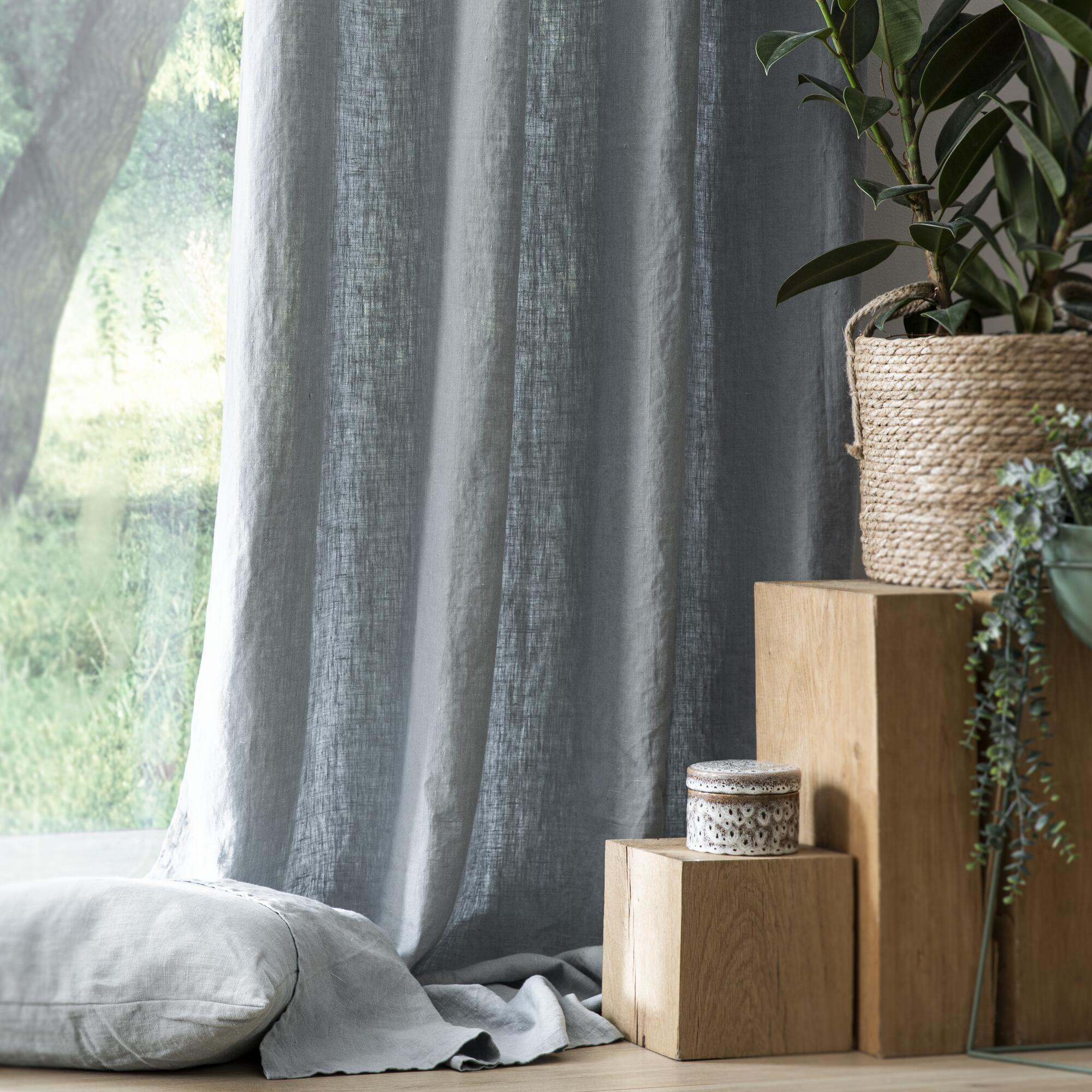 Coussin Danae, 100% lin bleu gris l.45 x L.45 cm INSPIRE - 4