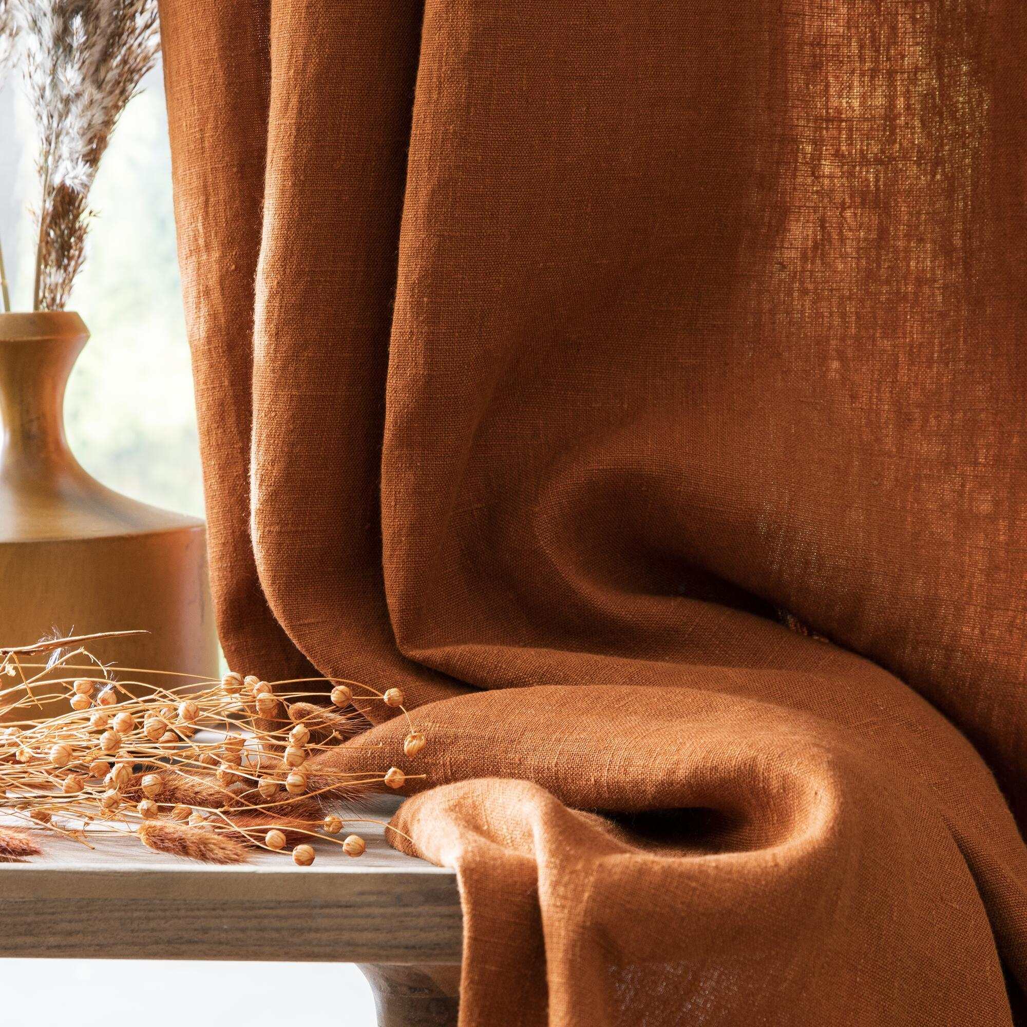 Rideau tamisant, Danae lin, orange H.280 x l.140 cm INSPIRE - 6