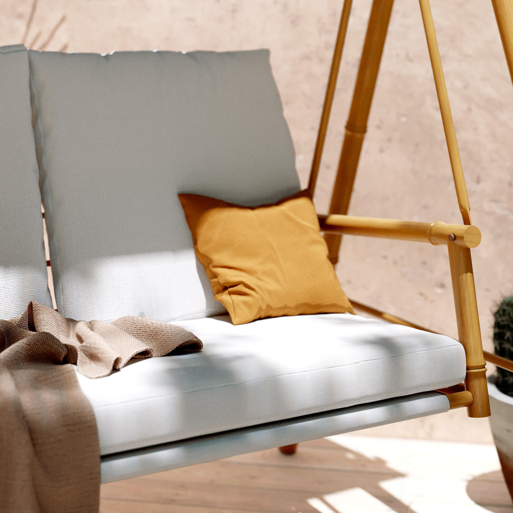 Balancelle 2 places en acier beige NATERIAL Bamboo - 9