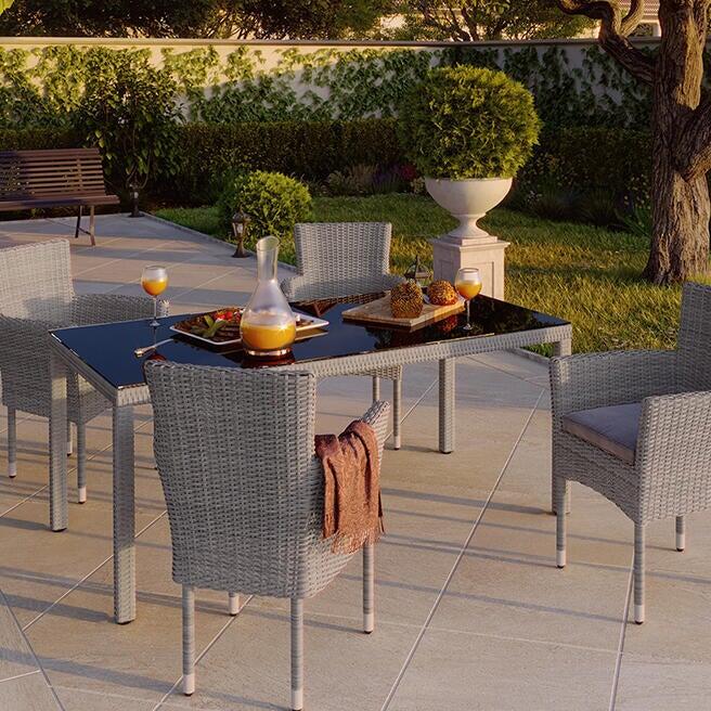 Tavolo da pranzo per giardino Davos NATERIAL in alluminio con piano in vetro grigio per 6 persone 89.5x179.5cm - 3