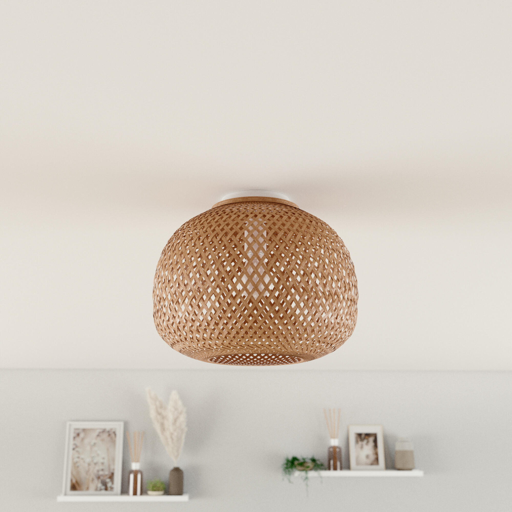 Plafonnier E27, bambou, beige Vanilla D.35 cm INSPIRE - 3