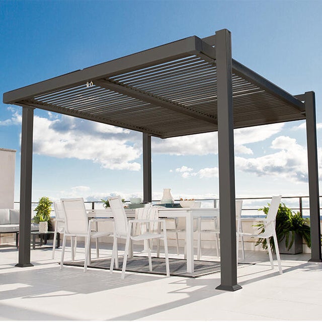 Pergola Persea in alluminio struttura grigio antracite L 320 x P 360 x H 246 cm