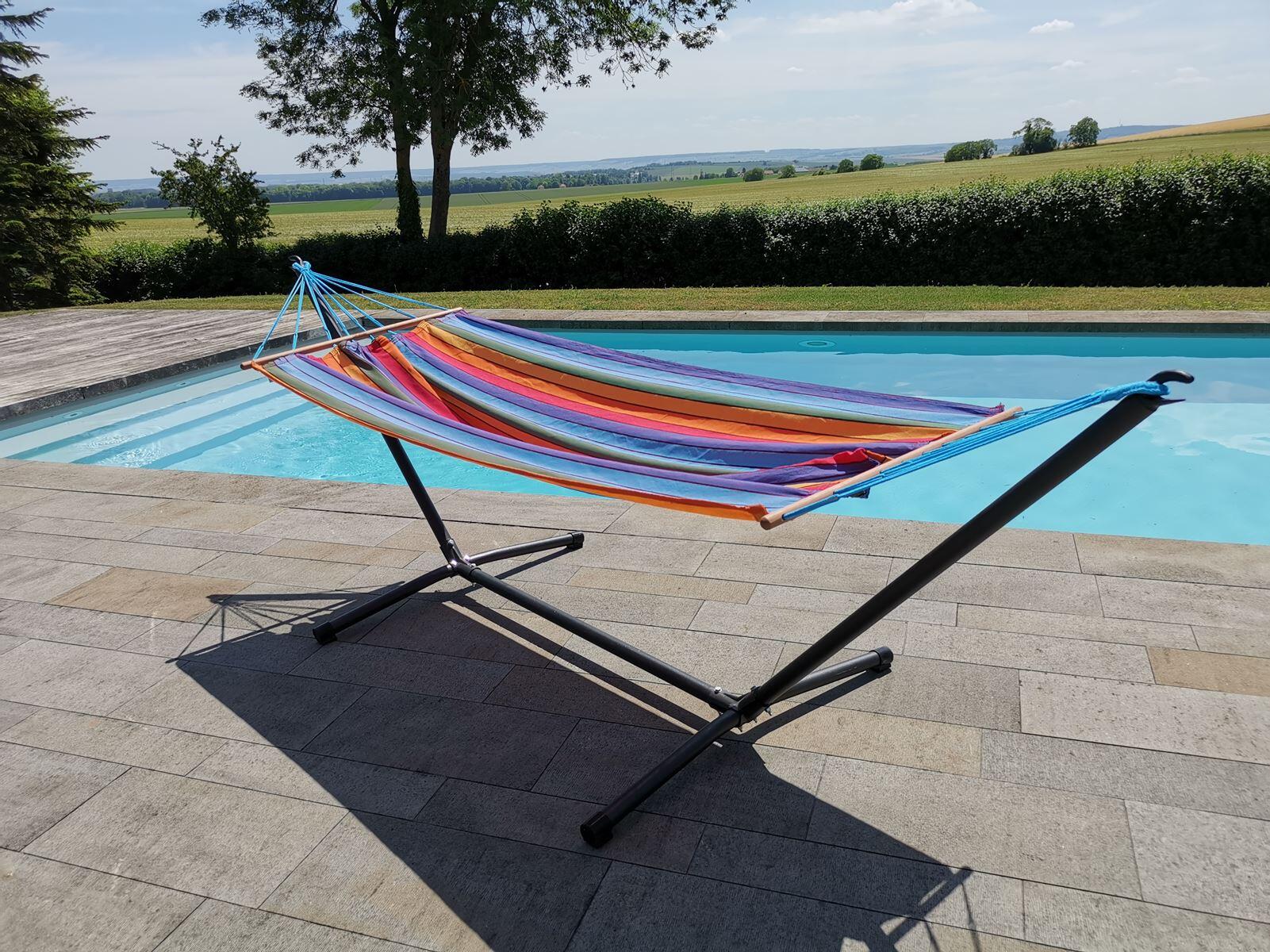 Hamac avec structure acier Metalik JOBEK multicouleur L.300 x l.120 cm - 5