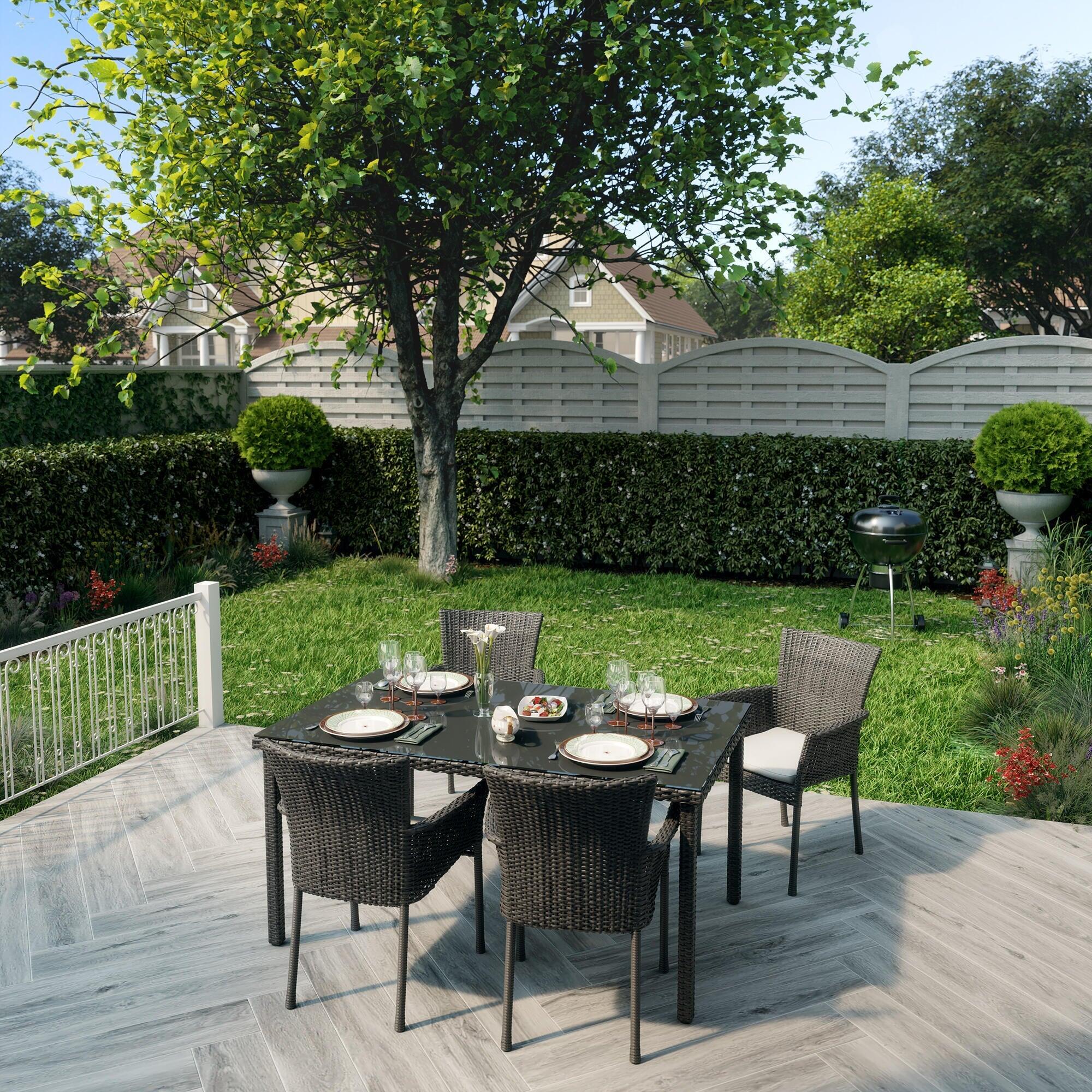 Sedia da giardino con cuscino grigio e braccioli Noa NATERIAL struttura in acciaio antracite, seduta in rattan sintetico antracite - 2