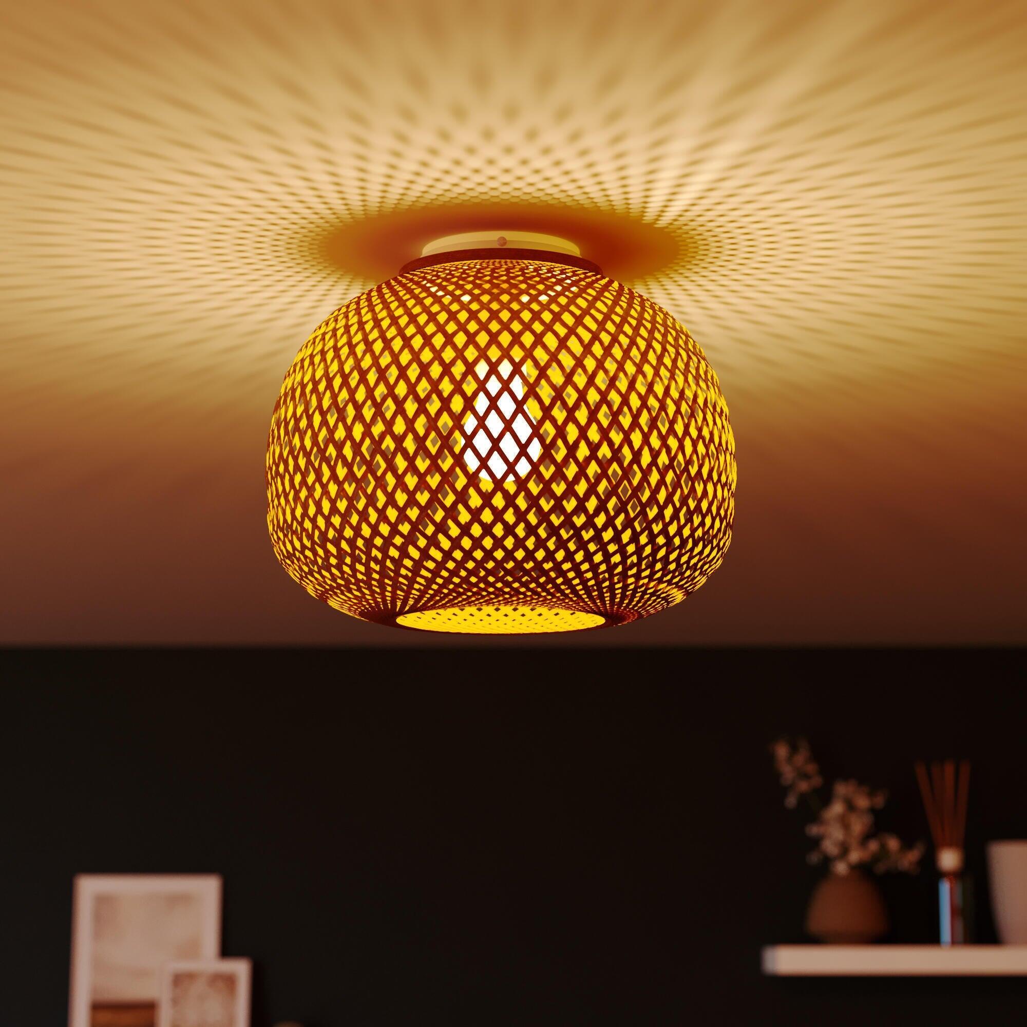 Plafonnier E27, bambou, beige Vanilla D.35 cm INSPIRE - 4