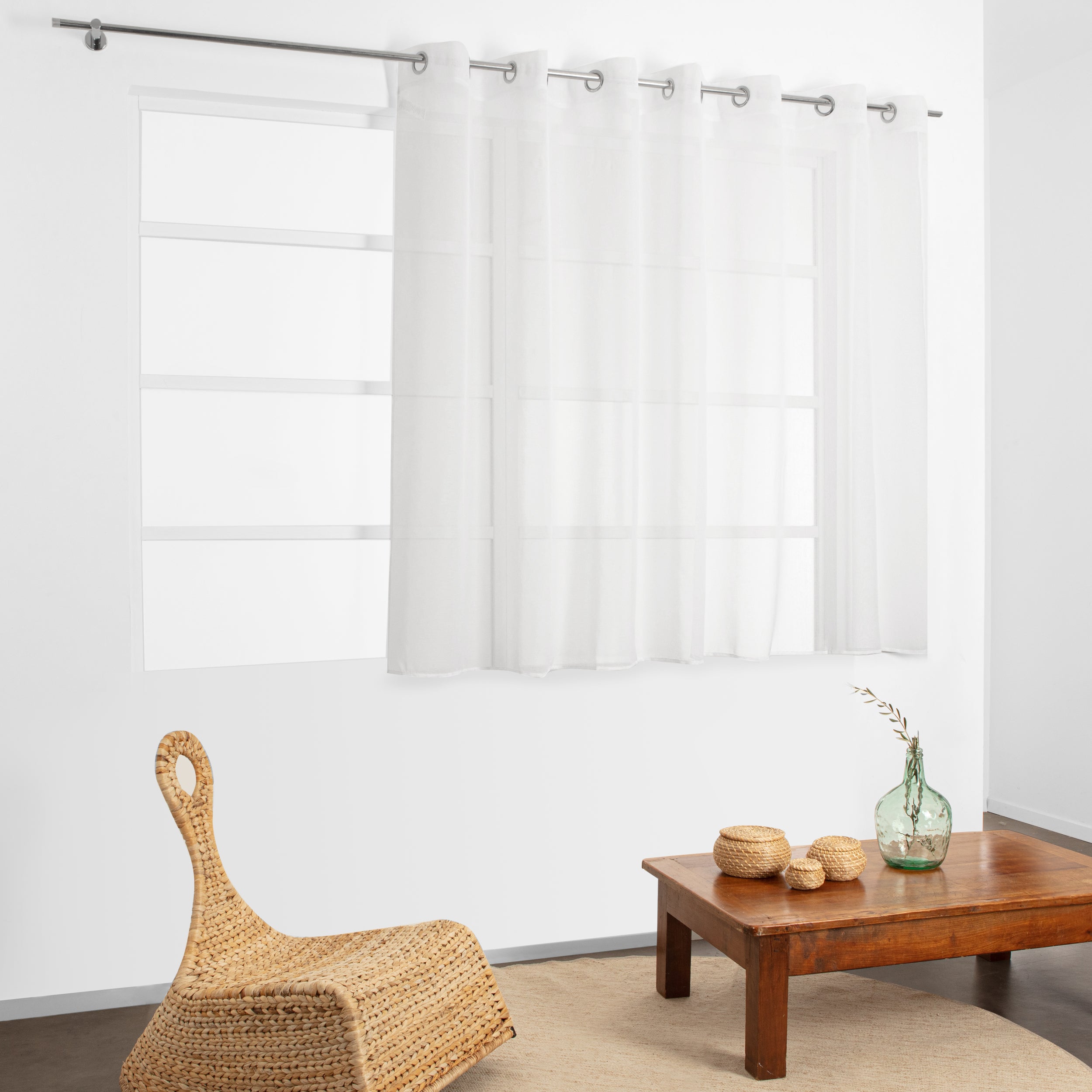 Voilage tamisant, Léo, blanc H.160 x l.280 cm - 4