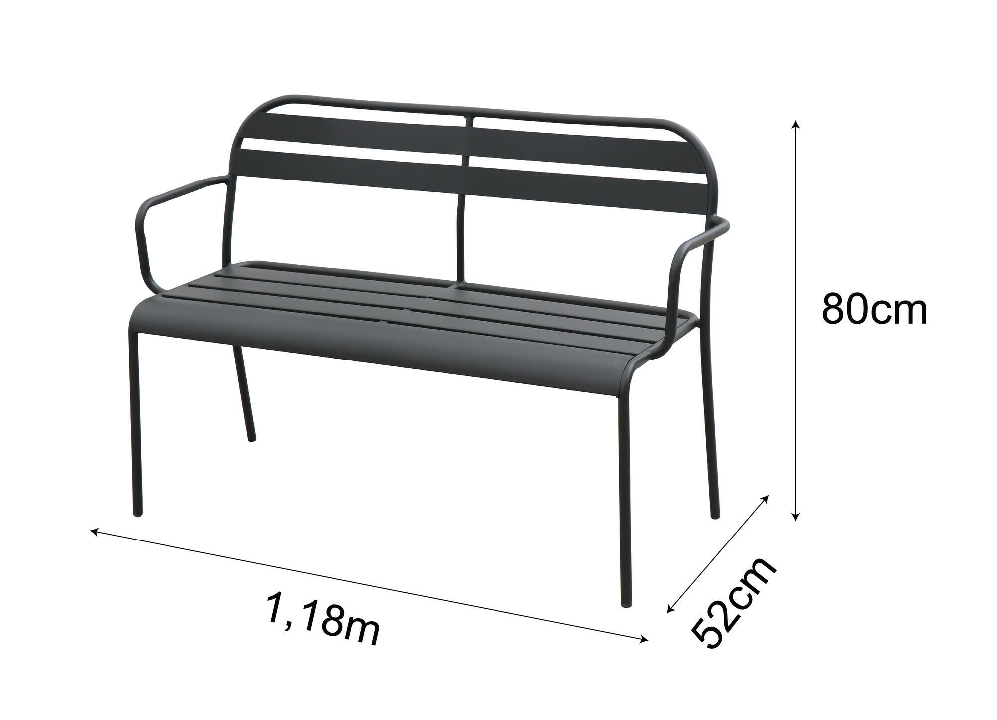 Panca da giardino in acciaio antracite Cafe, 2 posti - 14